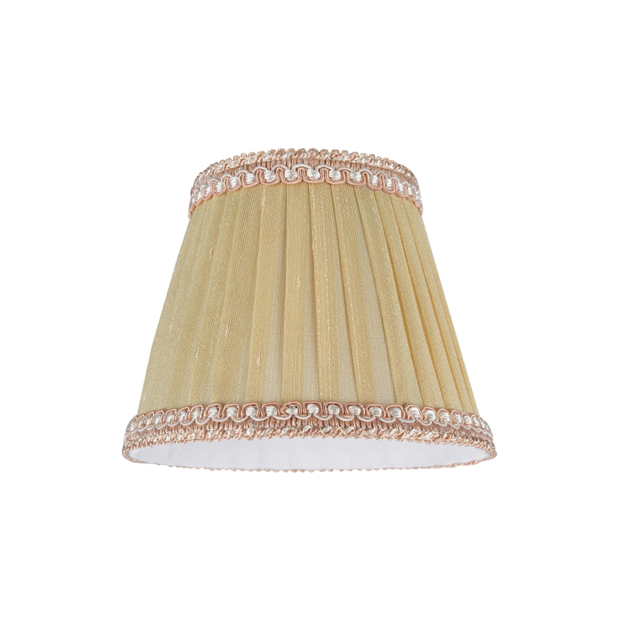 Aspen Creative 33002-2B Small Pleated Empire Shape Chandelier Clip-On Lamp Shade, Gold, 3'' Top x 5'' Bottom x 4'' Slant, 2 Pack