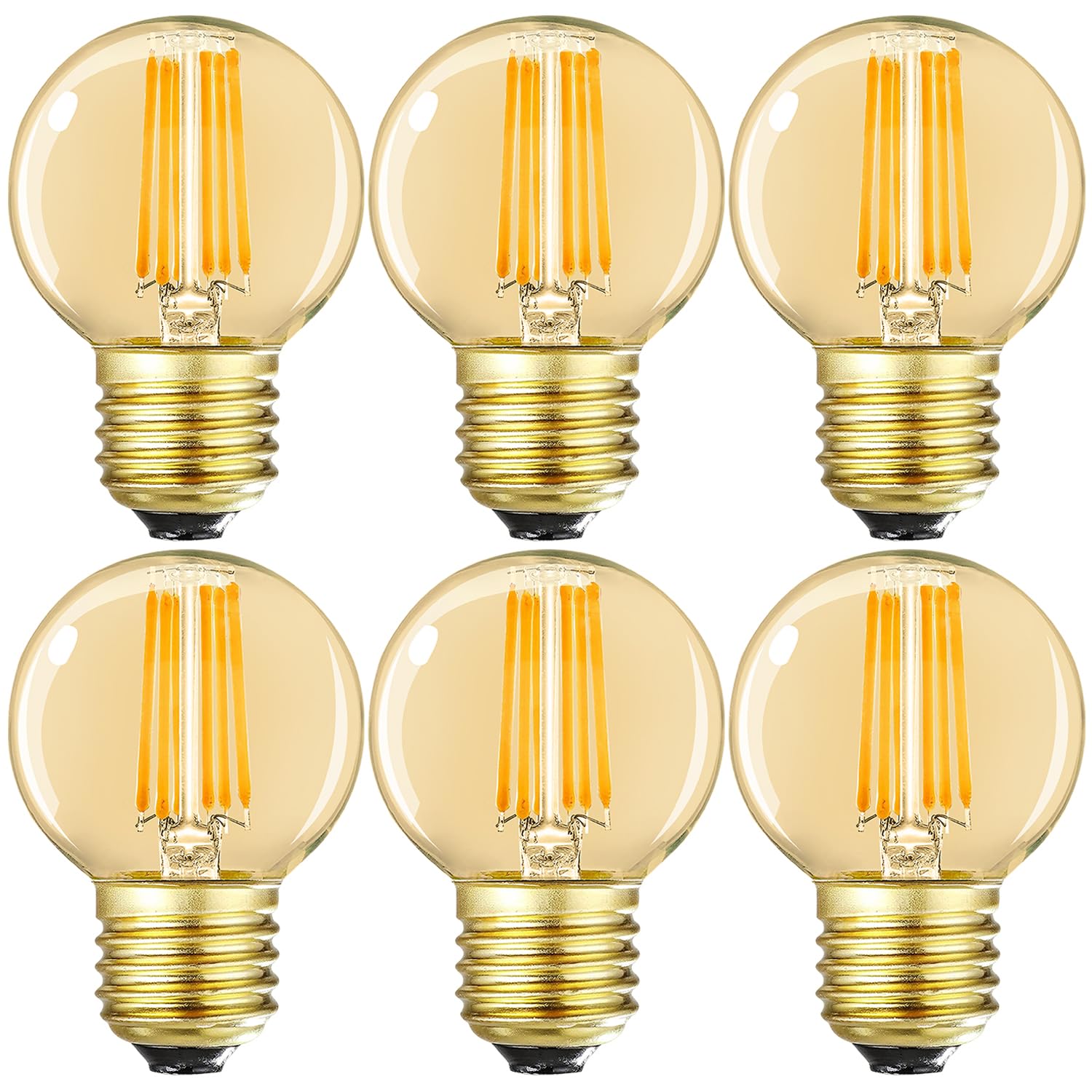 Leools Dimmable G16.5 Led Bulbs,E26 Edison Led Light Bulbs,6W Equal 60 Watt Light Bulb,600Lm,Amber Warm White 2700K,Globe Light 