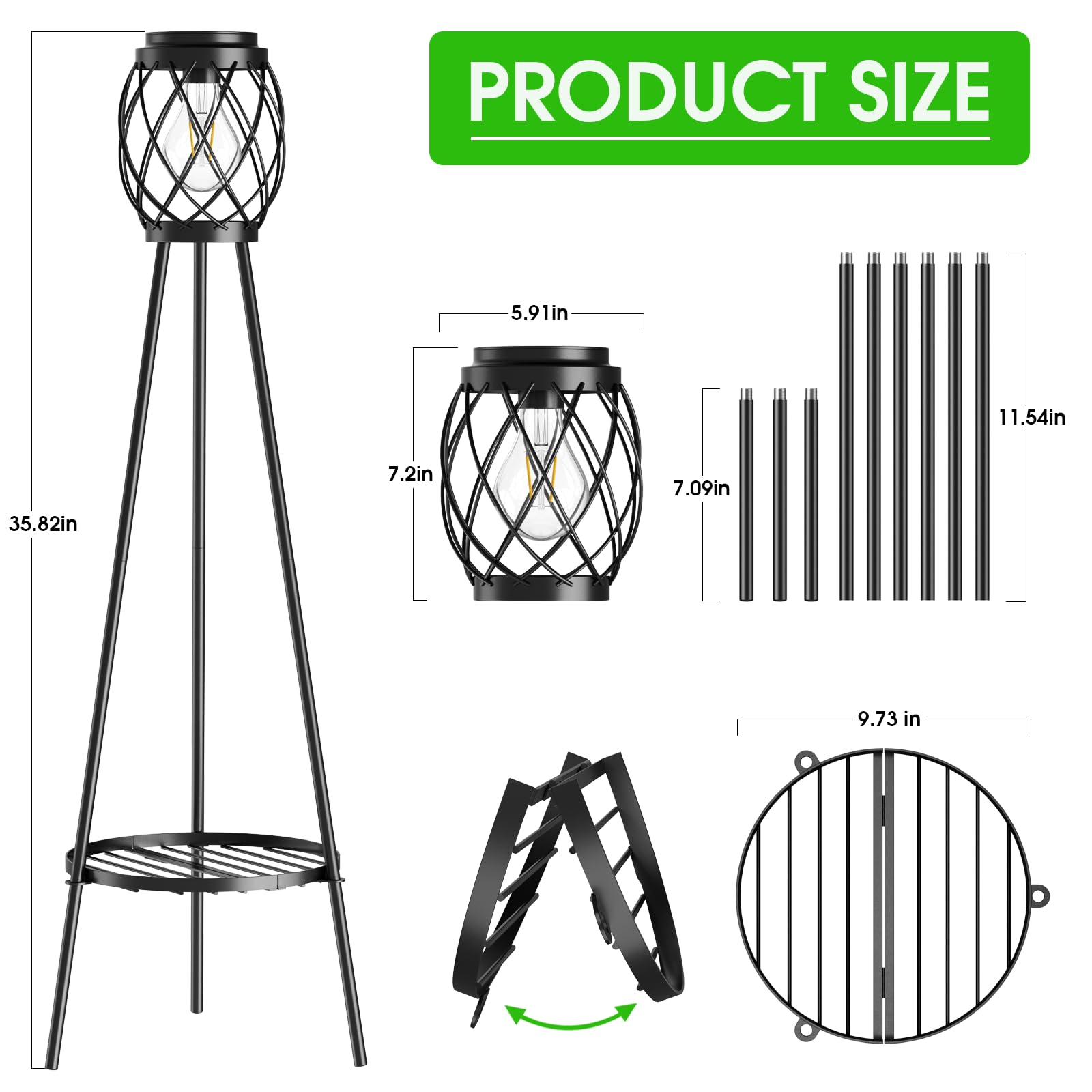Mxwcy 2 Pack Solar Lights Outdoor With Led Edison Bulbs, Vintage Style Solar Floor Lamp With Plant Stands, Weatherproof Garden L
