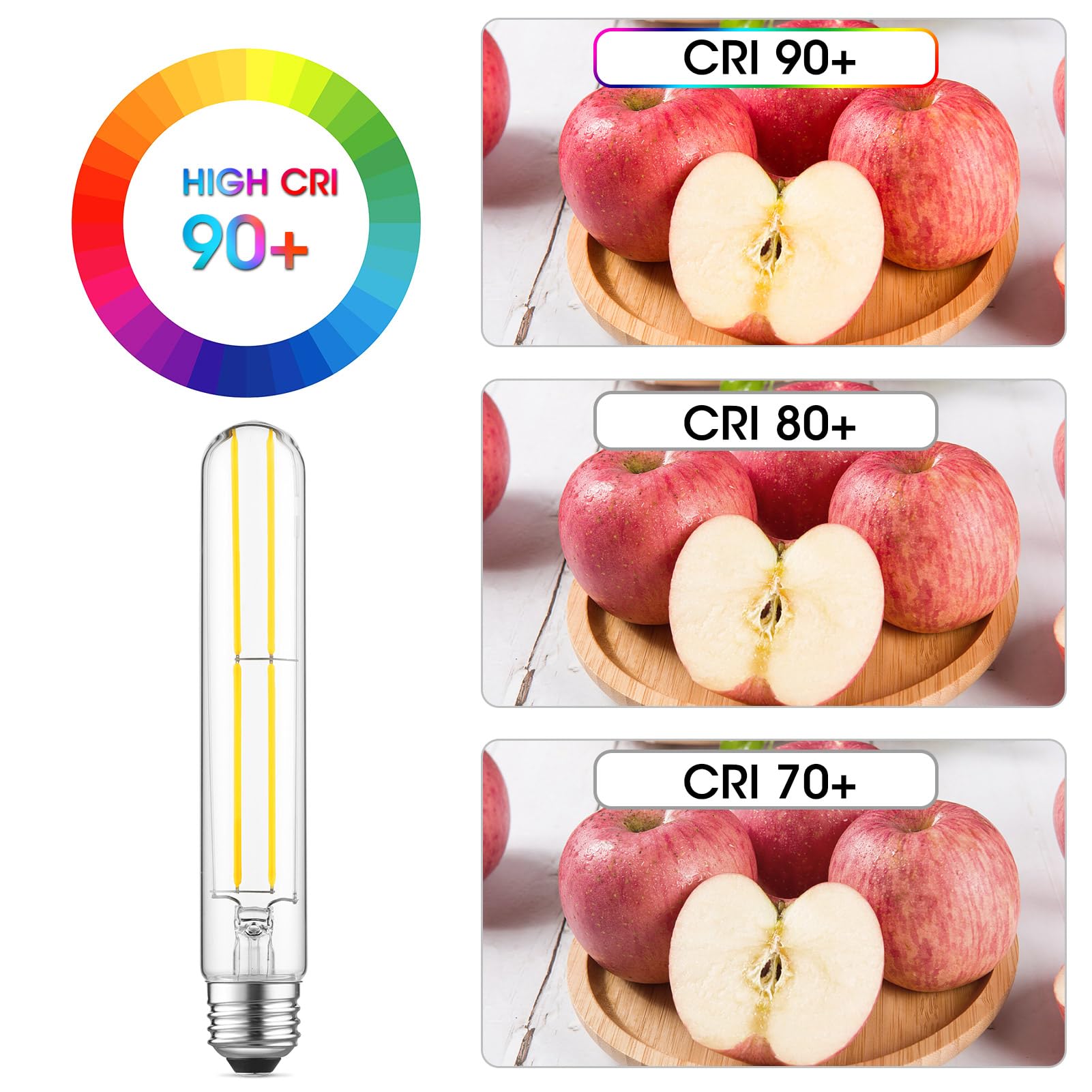Gozelux 7.3" Vintage LED Edison Bulbs, 6W (60W Equivalent), Daylight 5000K, Dimmable, Clear Glass, T10, Pack
