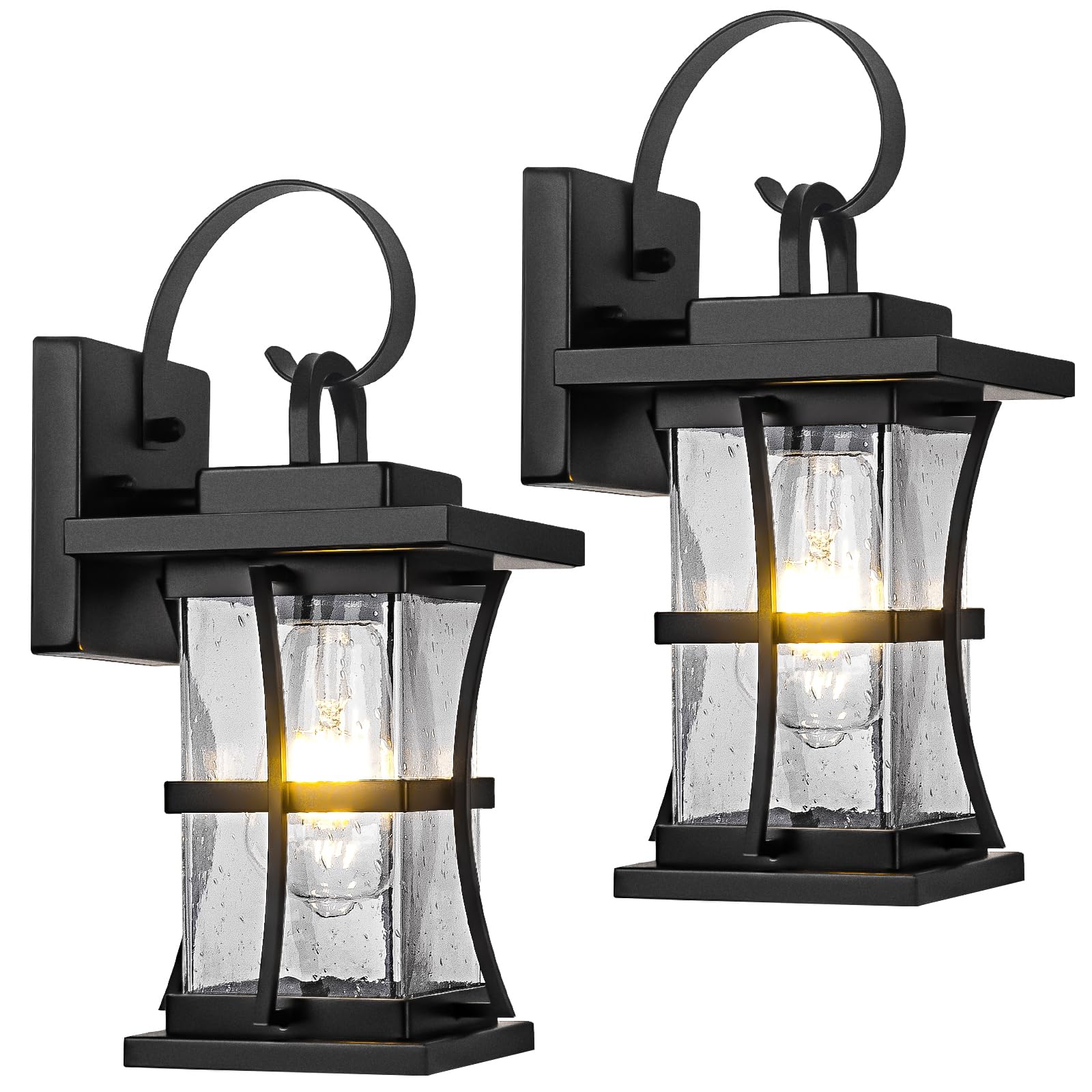 2 Packs Outdoor Wall Light - Modern Black Exterior Light Fixture Waterproof Porch Sconces Wall Mounted Lighting, Anti-Rust Rustic Wall Sconce For House Garage, Doorway, Front Door Entryway, E26
