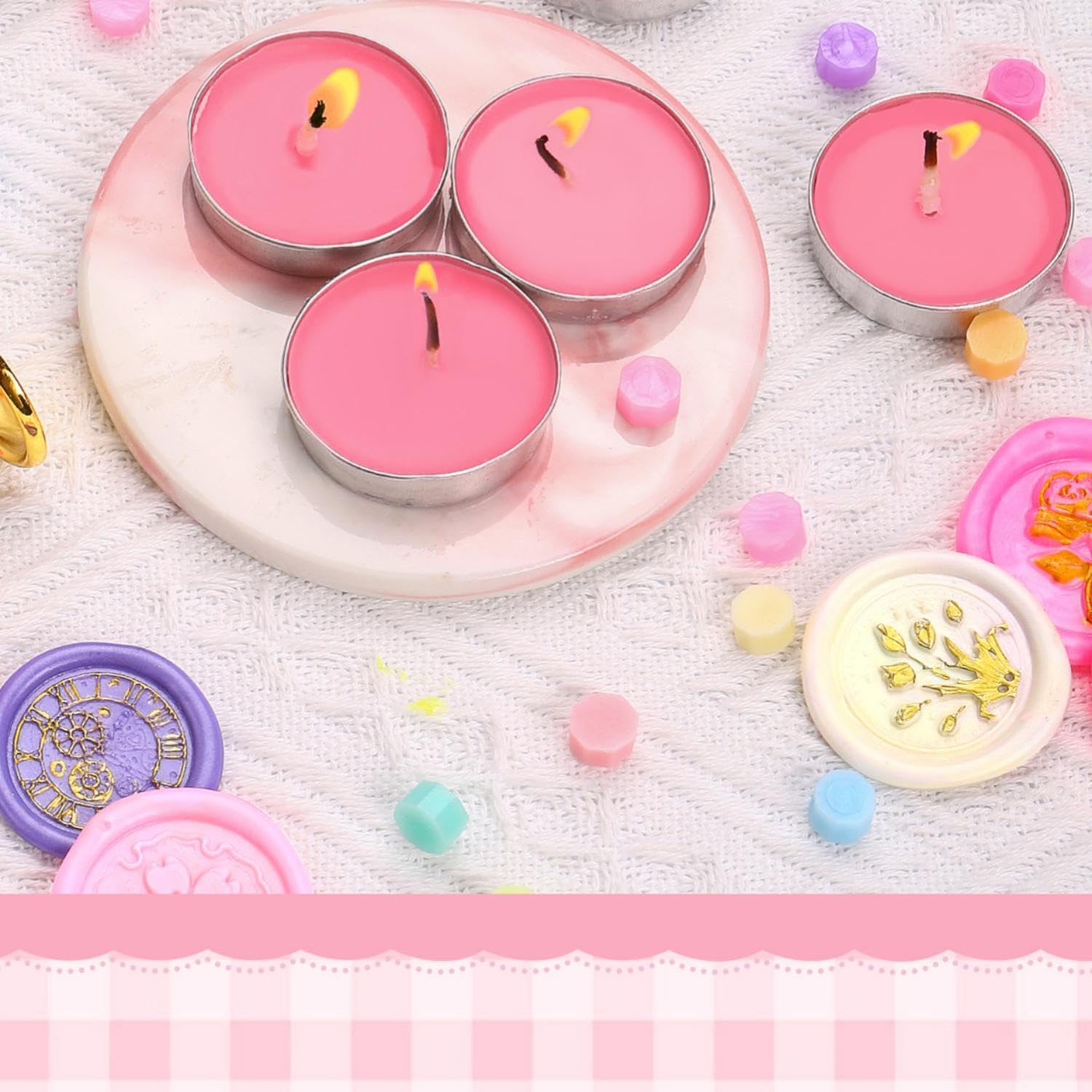 Santiyis Tea Candles 10 Pack Votive Bulk, Pink Paraffin Wax, 1.5-2 Hours Burn Time, Mini For Weddings & Parties, Model Zt-11