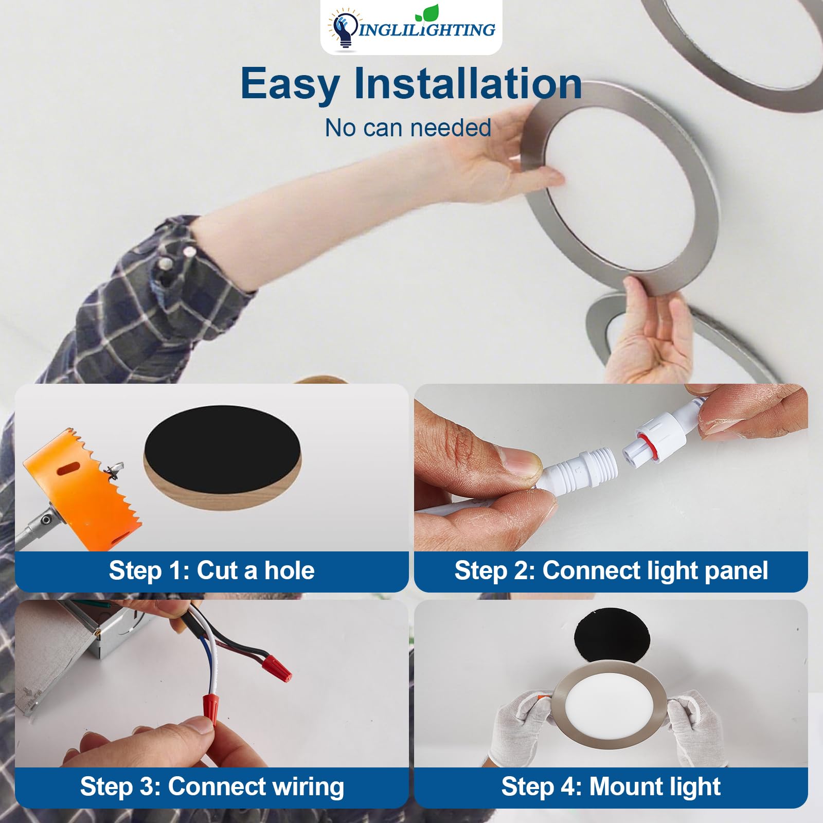 Dllt Led Recessed Ceiling Lights: 12 Pack 3 Inch 5Cct Ultra-Thin Lighting With Junction Box For Bedroom - 600Lm Brightness 6W Eqv 50W Dimmable Canless Wafer Downlight With Etl&Fcc-Nickel Brush