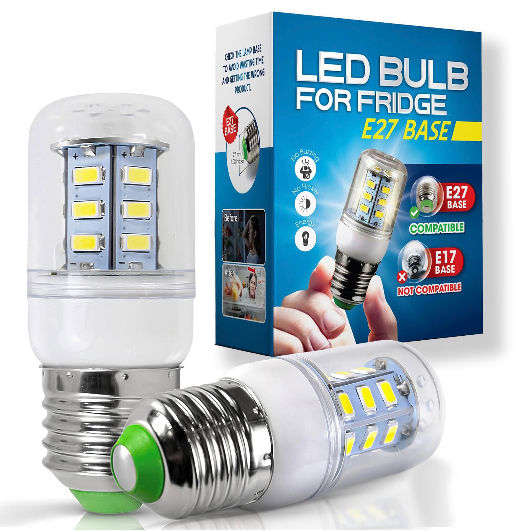 TL HONGPHUC LED Light Bulb Replacement for Frigidaire & Kenmore, E27 Large Base, 3.5W, White, Model BD, 2PCS