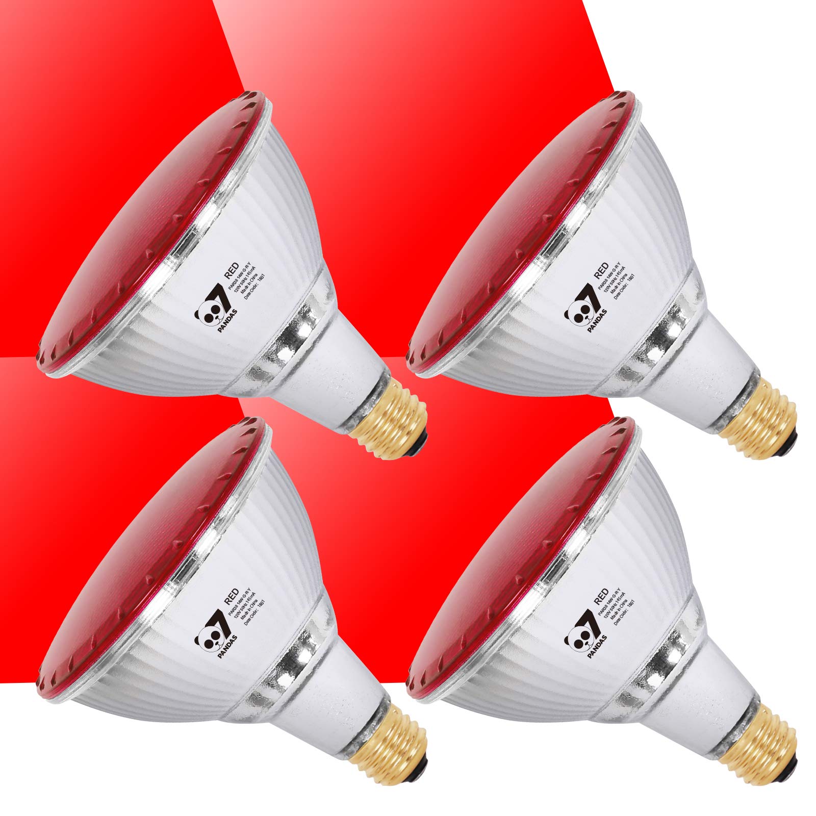 7Pandas Led Red Light Par38 Flood Light Bulbs,1200 Lumen For Porch True Color Full Glass Outdoor Waterproof Led Lights, E26 Base