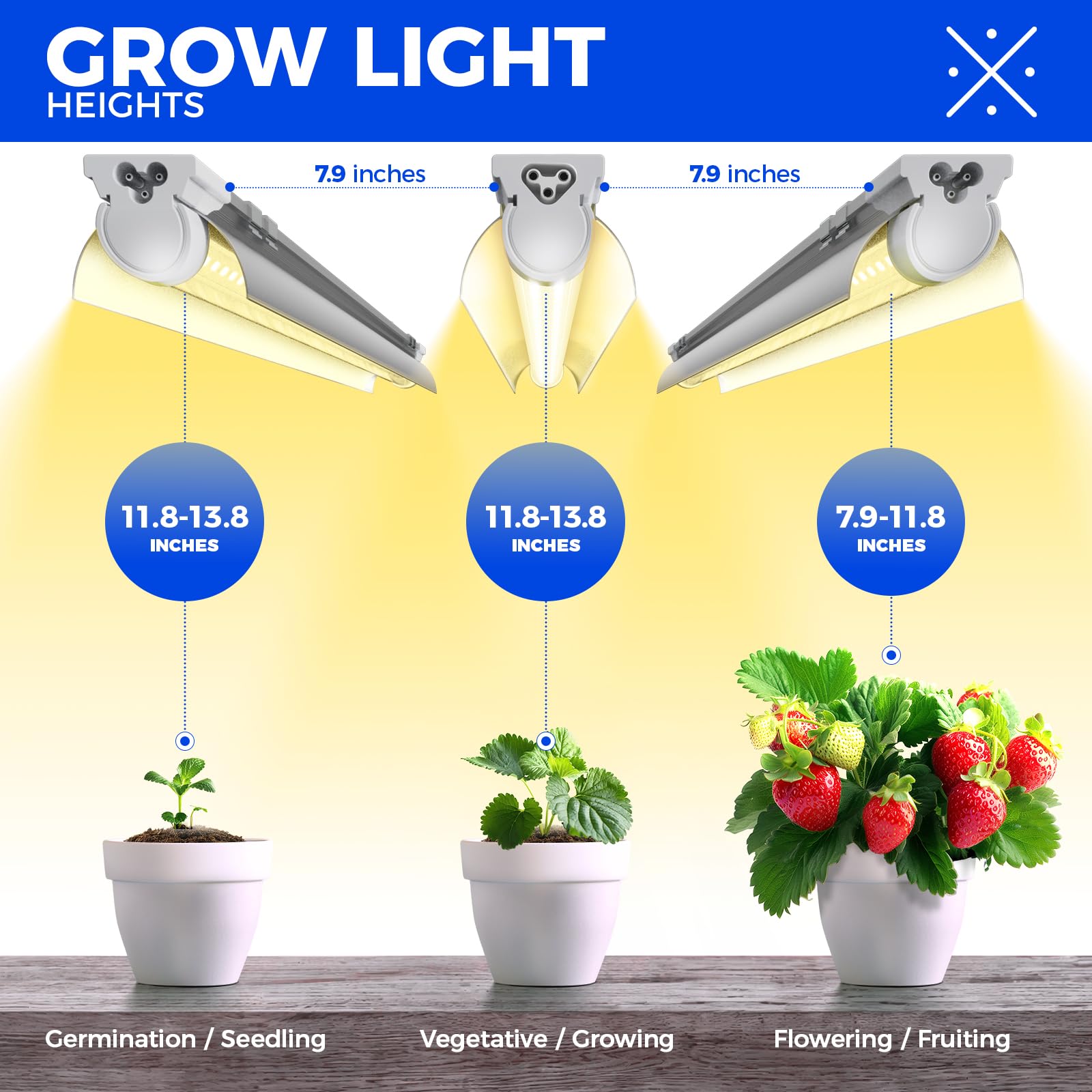 Barrina LED Grow Light, 144W, Full Spectrum, 2ft T8, Aluminum, 6-Pack