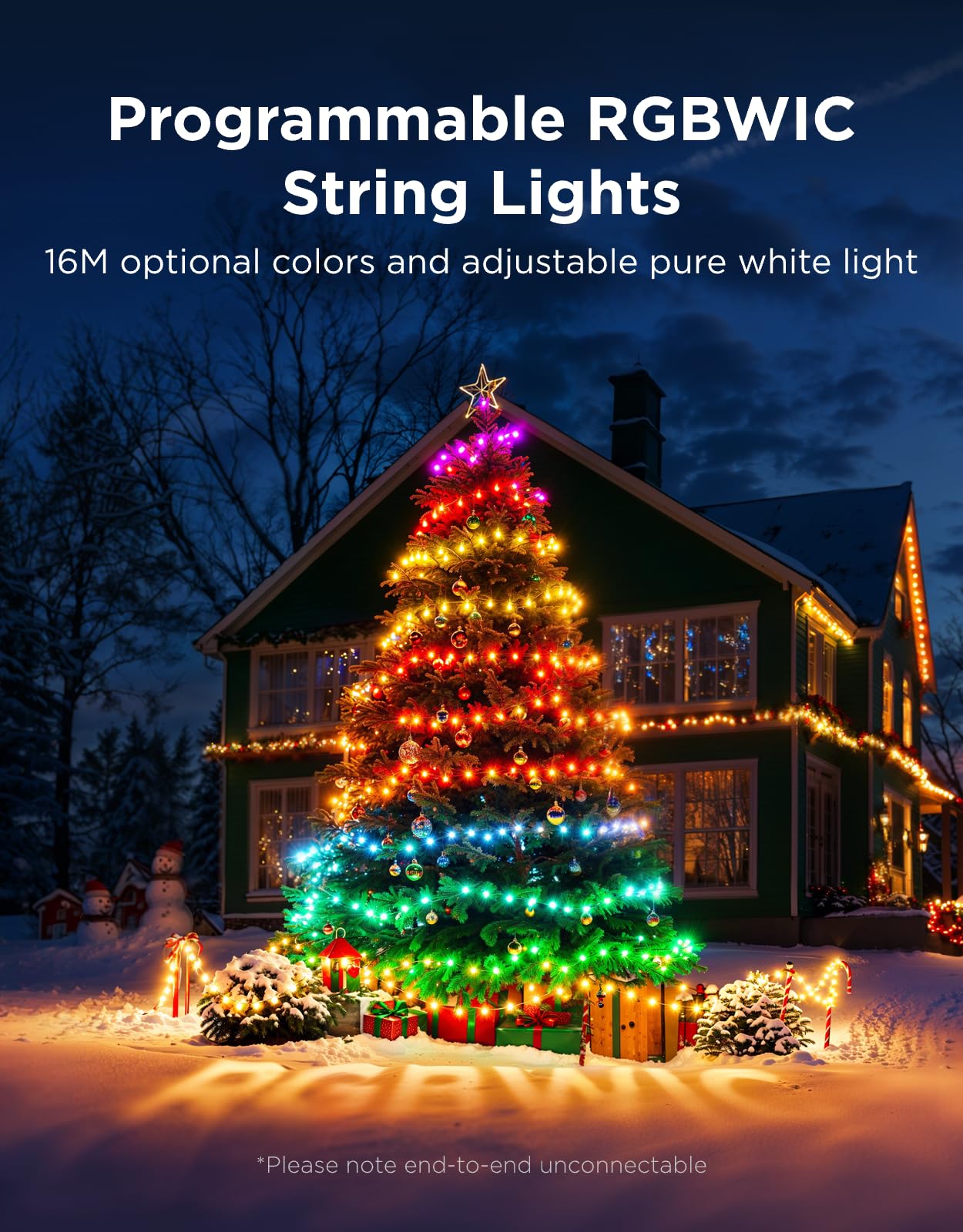 Govee Christmas Lights 328FT RGBWIC 1000LED Indoor Outdoor Smart LED Decor Clear Wire H70C9