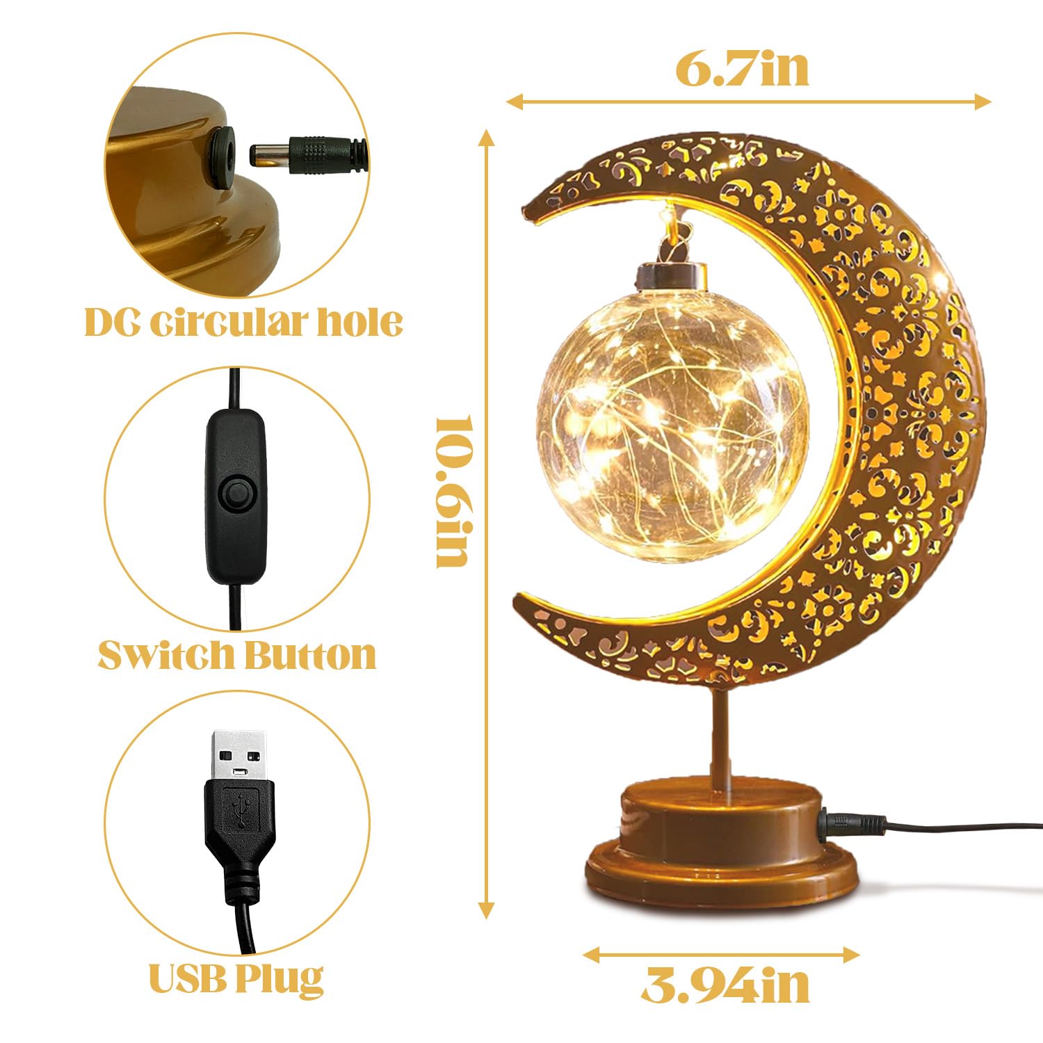 Moon Lamp, Ramadan Decorations For Home, Eid Mubarak Decorations Crescent Moon Night Light Usb, Galaxy Light, Eid Gifts For Kids, Family, Ramadan Lights Decorations For Home Party Bedroom Table