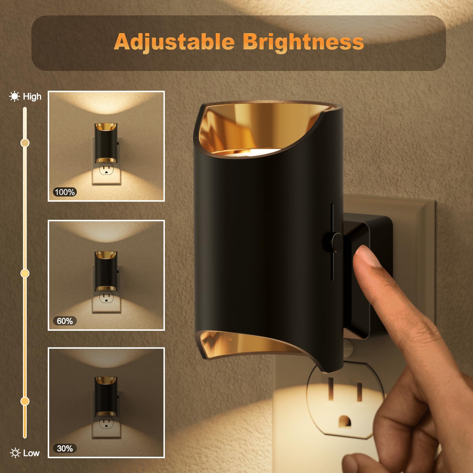 Jandcase Night Lights Plug Into Wall, 2 Pack Modern Led Night Light For Kid, Dusk To Dawn Sensor, Soft White 3000K, 0-100Lm Dimm
