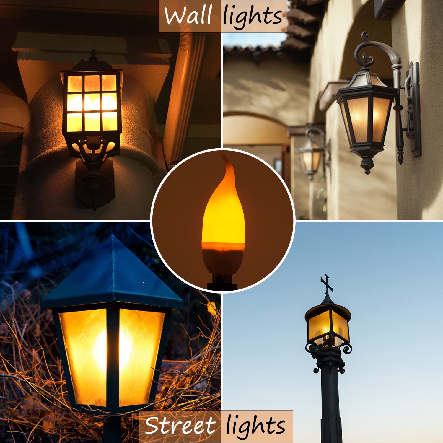 Ohlgt E12 Flame Bulbs 2 Packs, 3 Mode Led Candelabra 2.0 Watt Warm White Chandelier 1800K Candle Light Bulbs, Flame Tip For Christmas Party Decorations