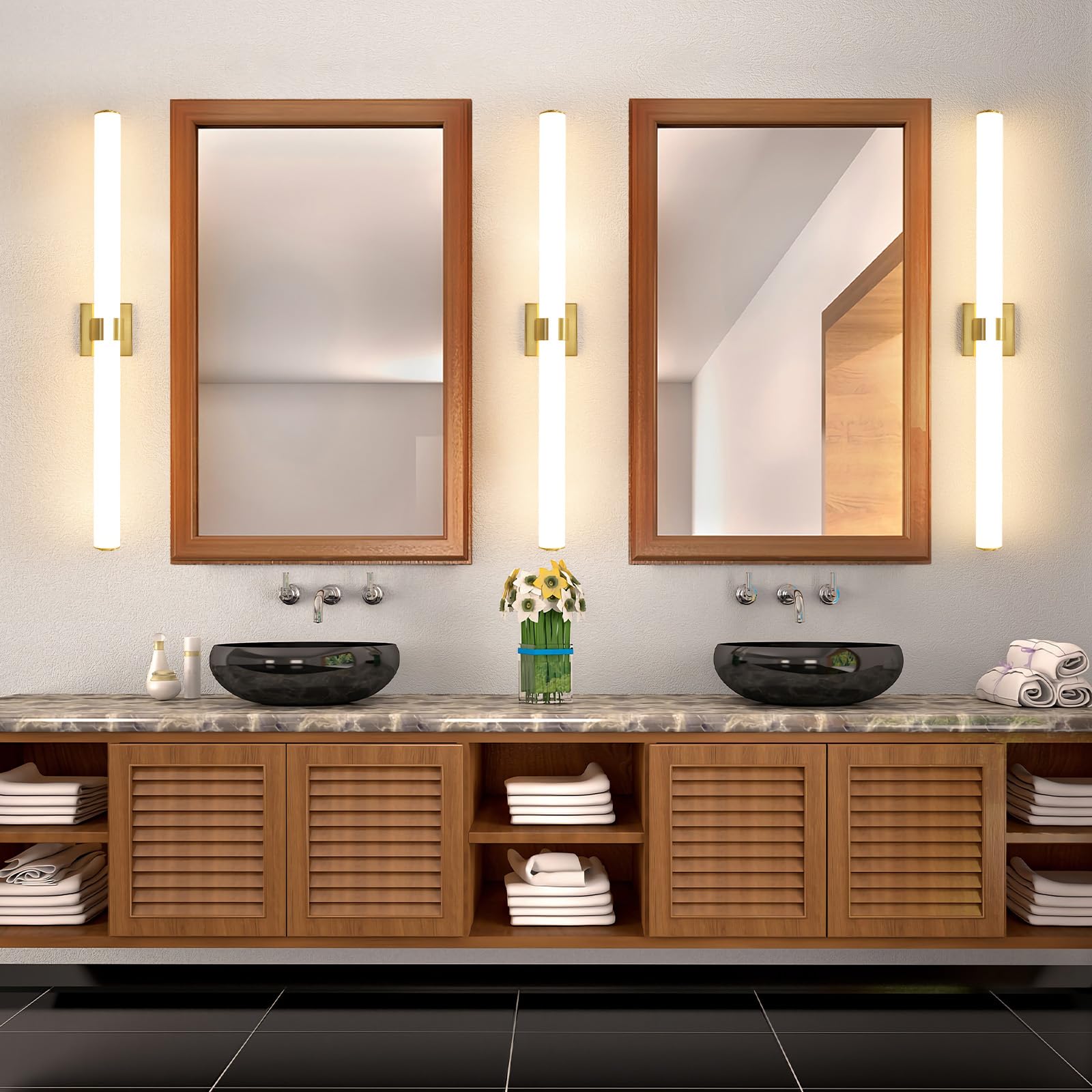 Aijiasi Bathroom Light Fixtures - 39 Inch Gold Bathroom Lights Over Mirror Led Vanity Light With Acrylic Shade, Modern Vanity Li