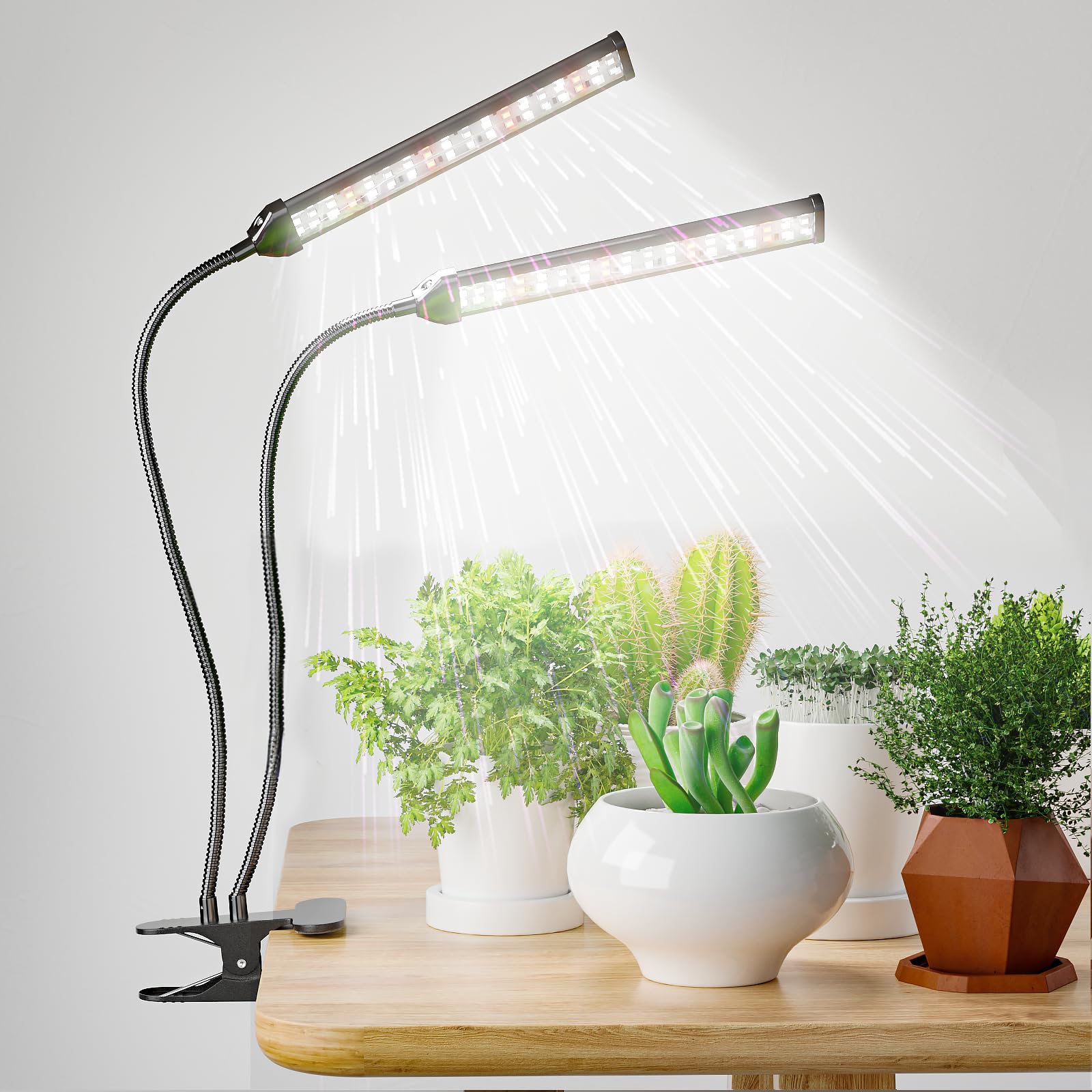 Gooingtop Grow Light Led Gooseneck Lamp,6500K 80W Full Spectrum 144 Led Plant Lamp Clip-On Desk For Indoor Plants Growing,Lighting Brightness Changeable,Timer 4 8 12 18Hrs