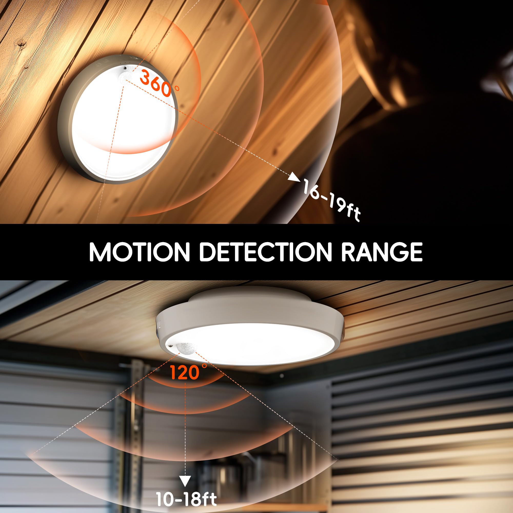 Molrebe Motion Sensor Ceiling Light, Rechargeable Battery Operated Ceiling Light With 15 Color Temperatures, Motion Activated Closet Light With Magnetic Base For Shower Bathroom Closet Porch Hallway