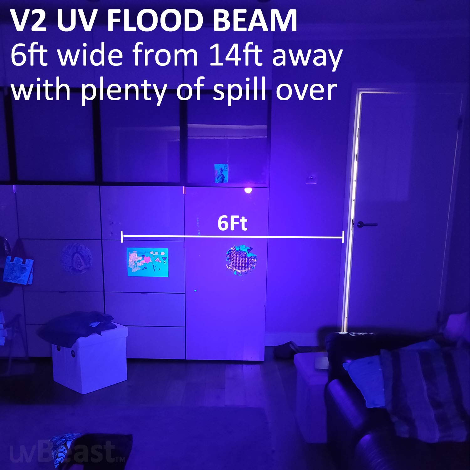 uvBeast V2 Black Light UV Flashlight - 385-395nm, Aluminum, Anthracite Grey, High Definition Flood Effect, Ideal for Commercial/Domestic Use
