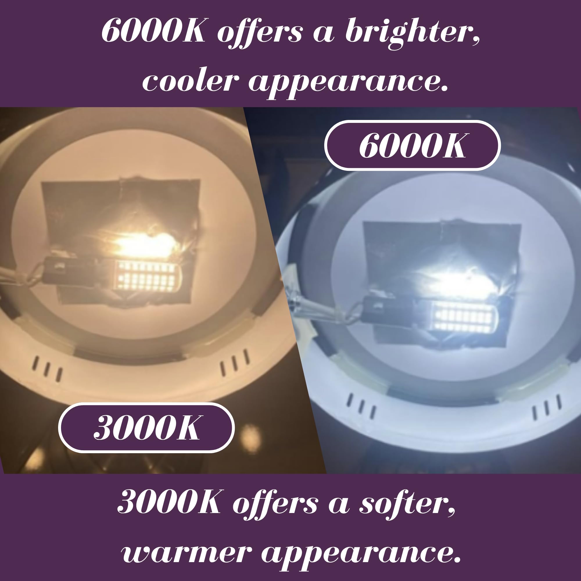 JERDON LED Replacement Light Bulb for Makeup Mirrors - 3000K & 6000K - Yellow-tinted & White - JLB3060