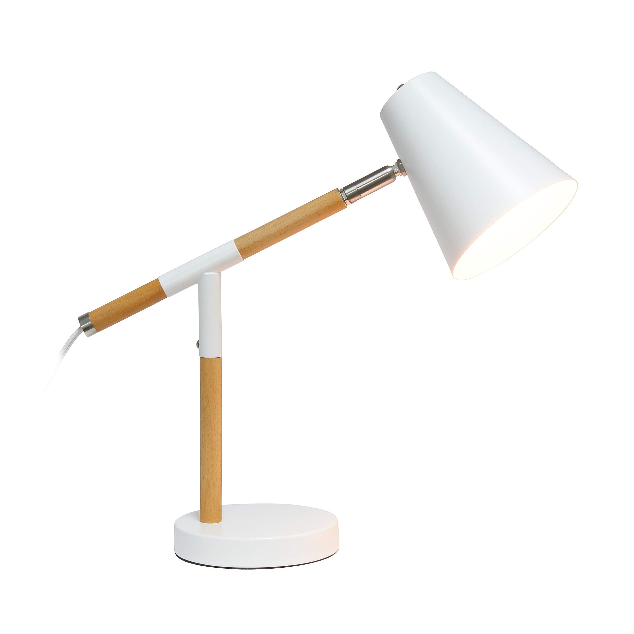 Simple Designs LD1059-WHT Wooden Pivot Desk Lamp  Matte White