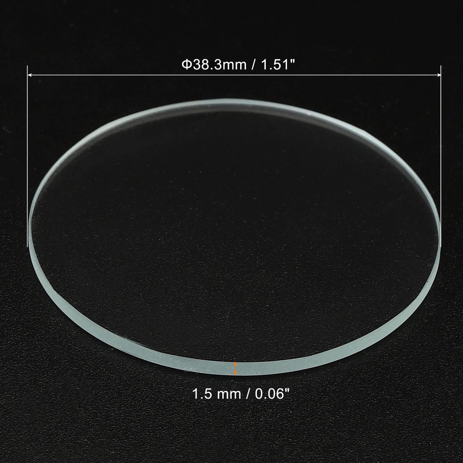 Patikil 1.51X0.06 Dia Flashlight Glass Lens, 2 Pcs Polished Edge Glass Lens For Led Light Source Lens Handheld Flashlight Replac