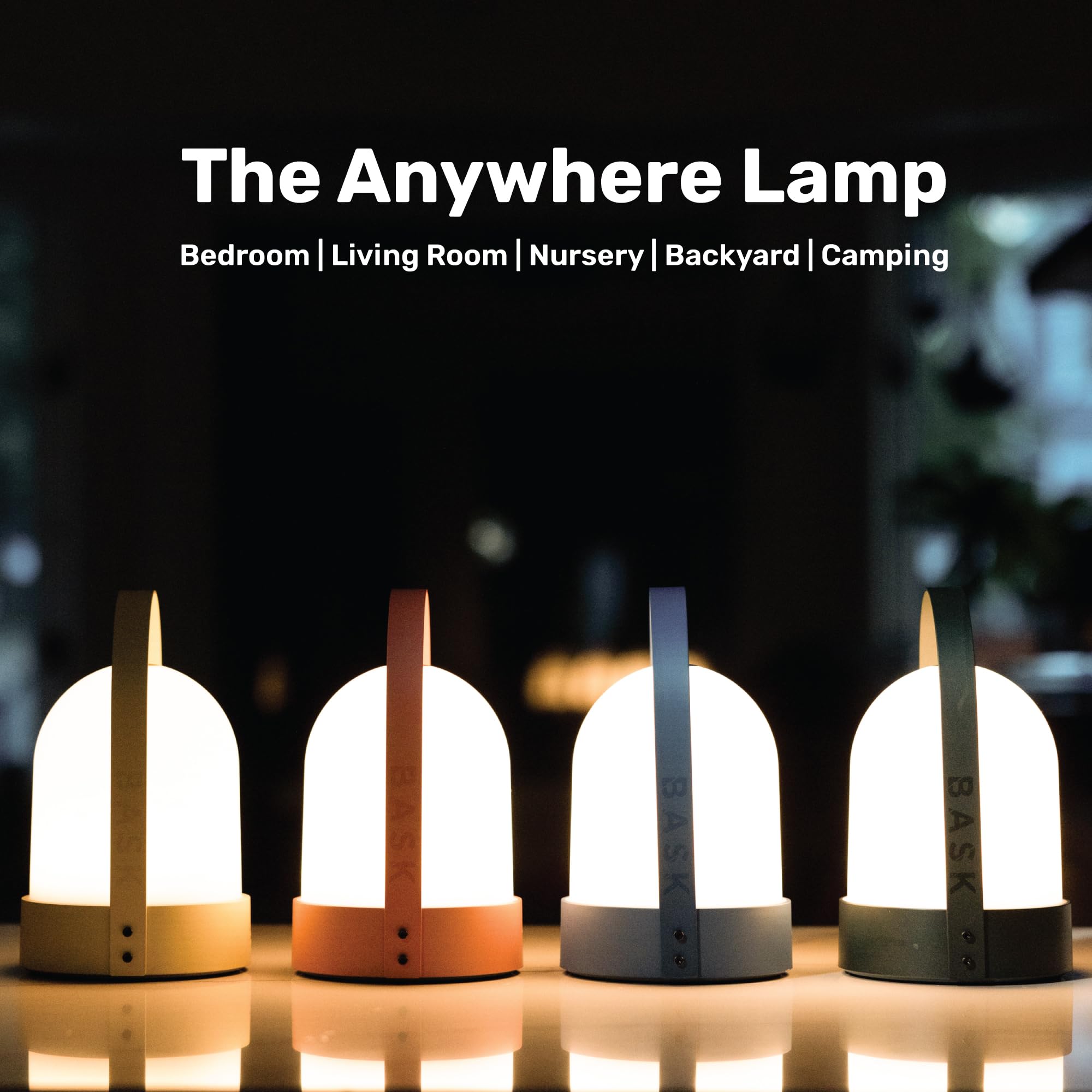 Bask Kin 3.0 Portable Cordless Lantern Table Lamp | Usb Rechargeable | Powerful Long-Lasting 4000Mah Battery | Kids Bedroom | Ea