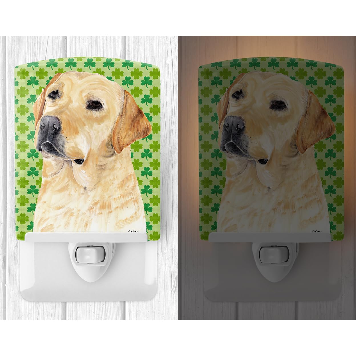 Carolines Treasures Ceramic Night Light, Labrador Yellow, 6x4x3in, Model SC9296CNL, UL-Certified for Bedroom, Bathroom, Nursery