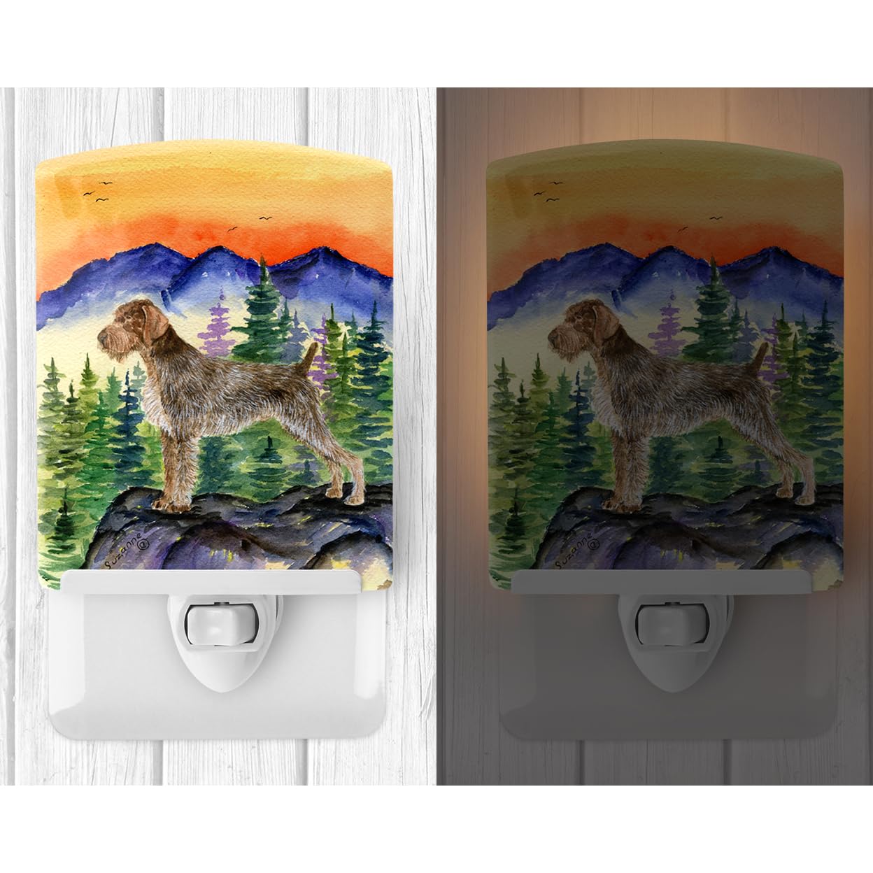 Carolines Treasures Night Light - German Wirehaired Pointer - Ceramic, UL-Certified, 6x4x3in, Multicolor, Model SS8226CNL