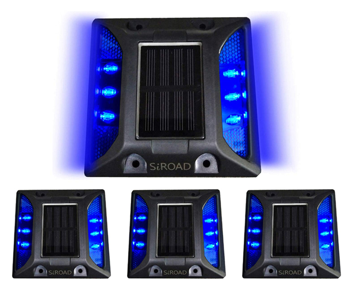 Siroad Solar Driveway Deck Light, Ip68 Waterproof Driveway Reflector Outdoor Blue Led Light For Dock Walkway Lane Porch Patio Pa
