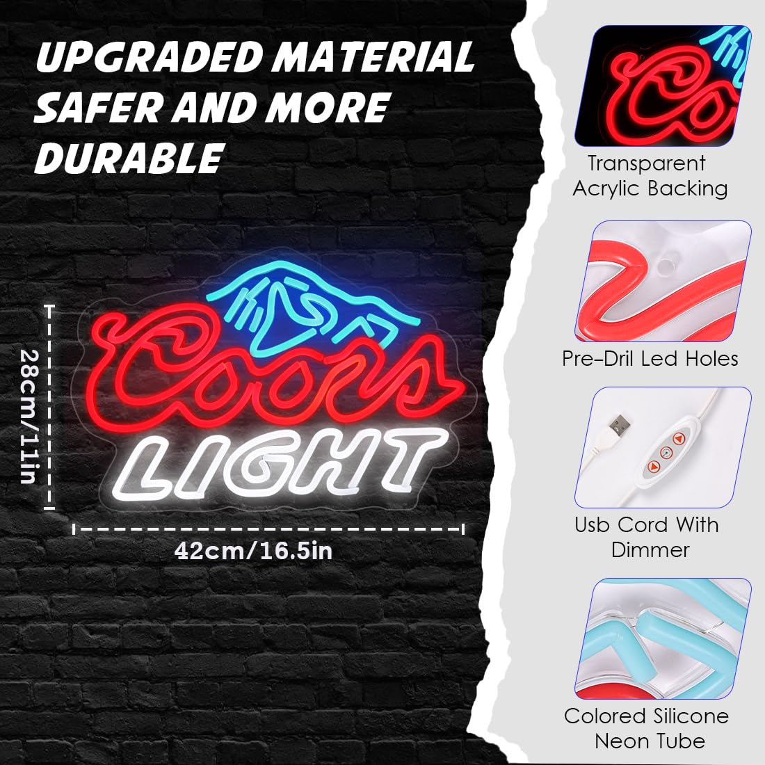 Yao Yun Candlelight Neon Sign, LED Wall Decor, Dimmable, 16.5x11 inches, Red/Ice Blue/White, Model NL002