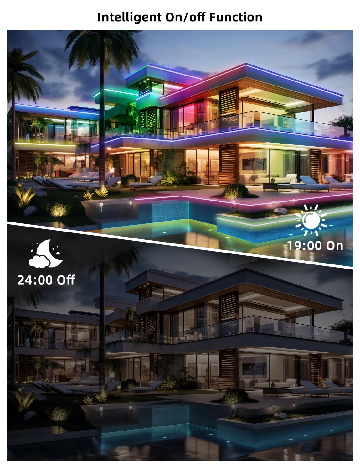 Outdoor Waterproof Led Light With 300 Ft (3 Rolls 100 Ft), App/Remote Control, Ip65 Waterproof, Music Synchronized Rgb Outdoor I
