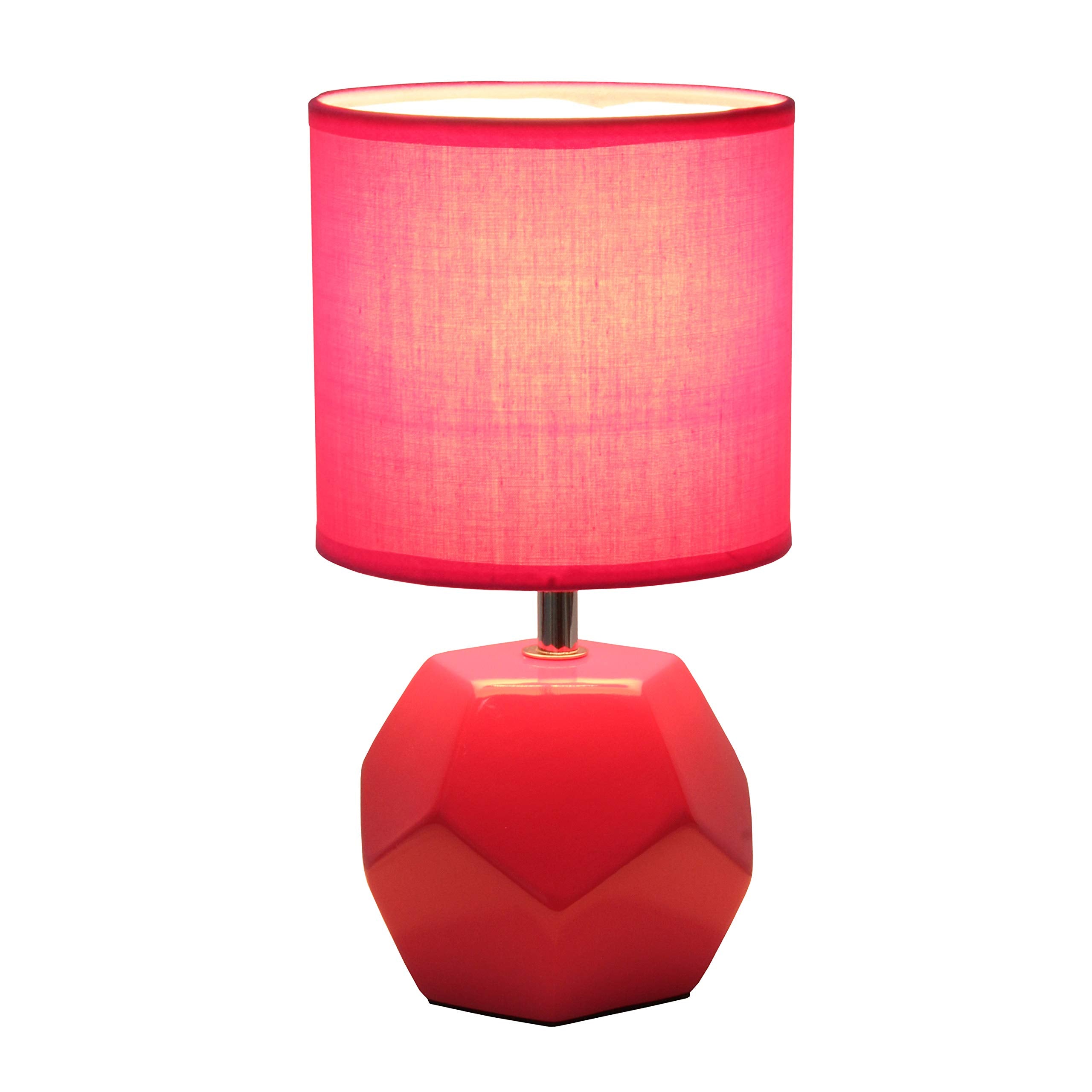 Simple Designs Lt2065-Pnk Mini Table Lamp, Pink Ceramic Shade, 5.5X5.5X10.4