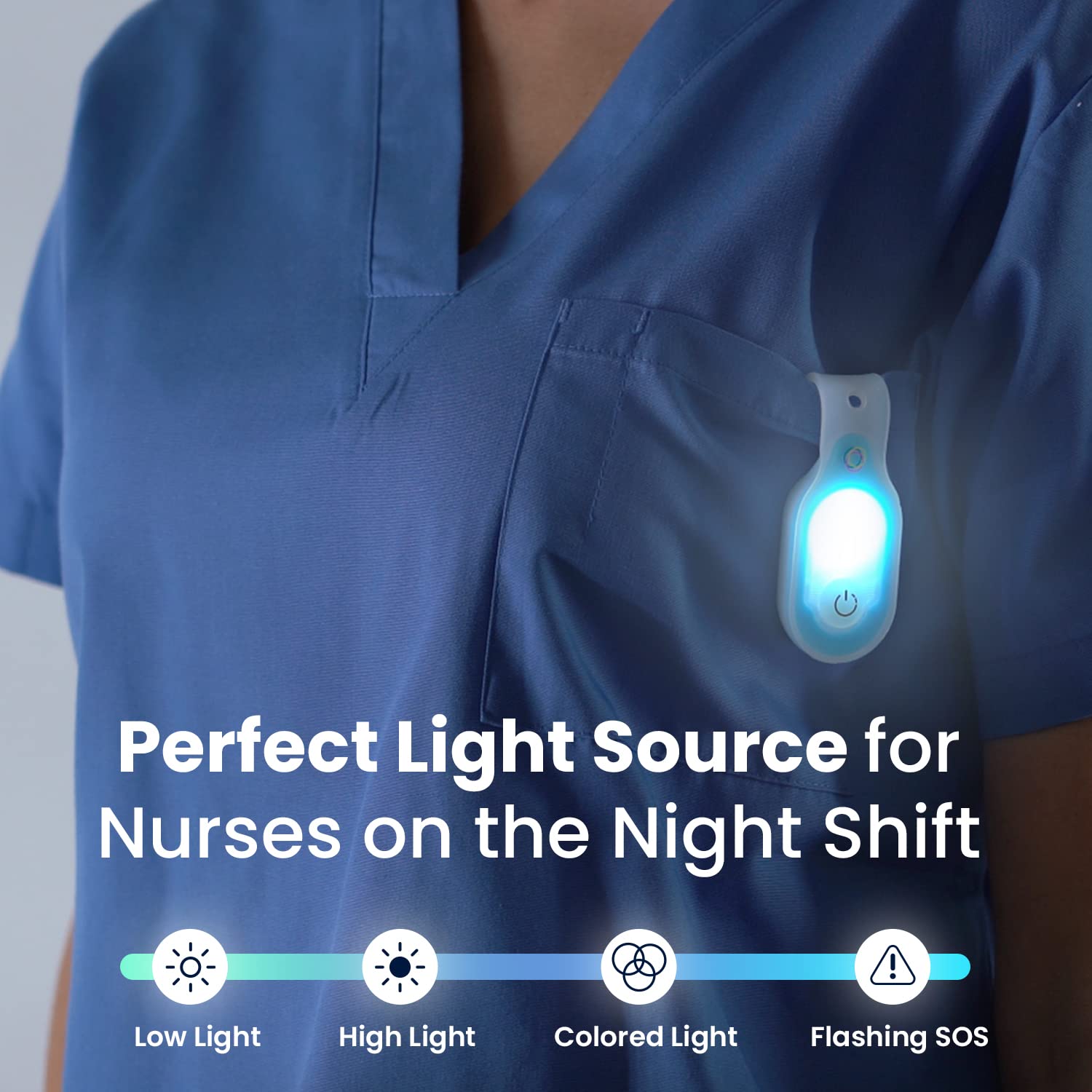 Clipglow Nurse Light Clip On Nursing Night Shift Light, Bright, Lightweight Magnetic, Portable, USB Rechargeable Flashlight for