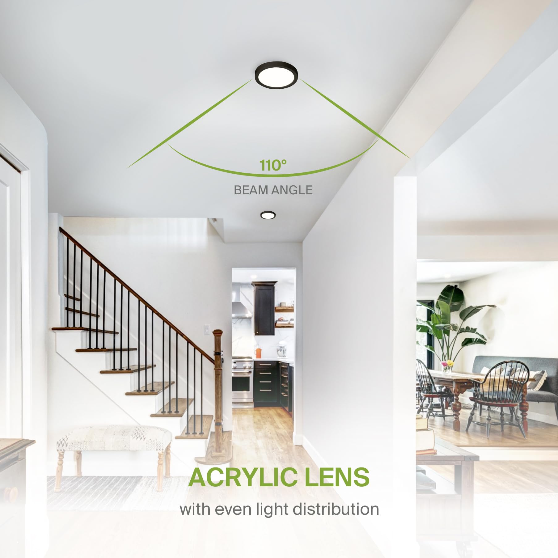 ASD LED 5 Round Flush Mount Light | 10W 720LM 3000-5000K 120V | 3CCT, Dimmable, Ultra Slim, ETL Listed | Thin Surface Lamp, Bedr