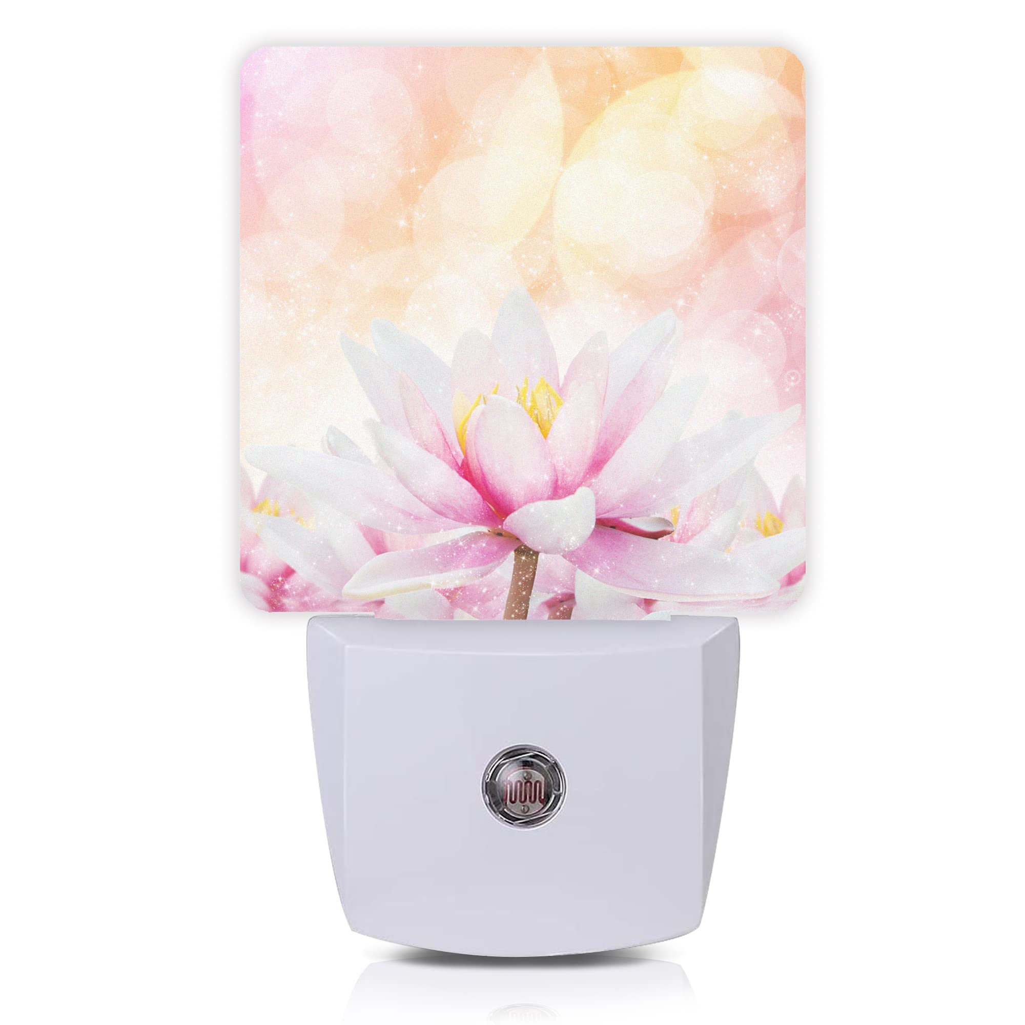 Smoaffly LED Night Light - Pink Water Lily Lotus, Auto Sensor Dusk-to-Dawn Lamp for Nursery, Model XD-FXYD-LST12