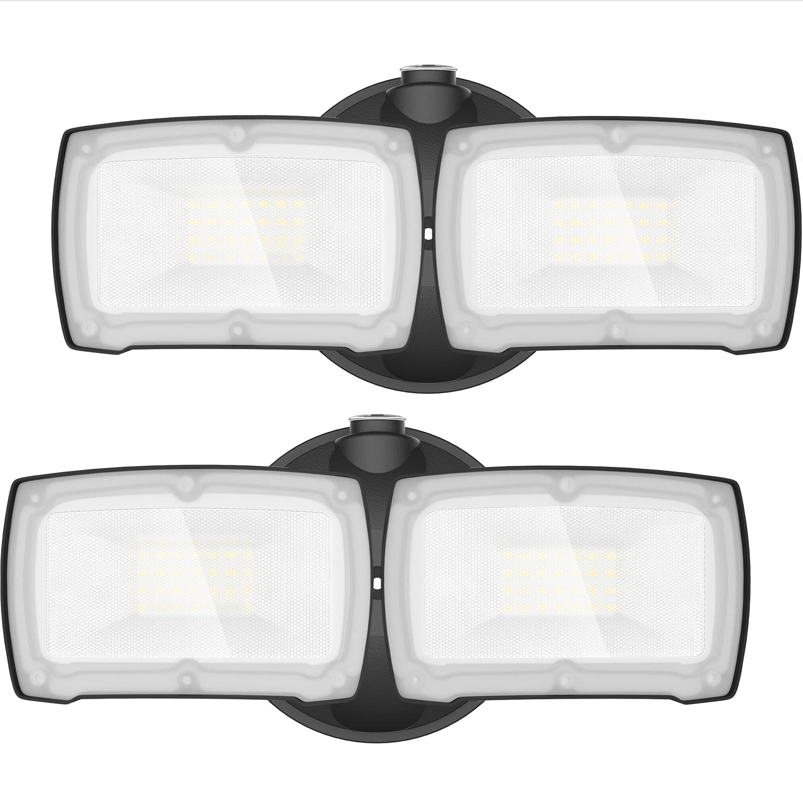 LEPOWER LED Security Light 2 Pack, 3000LM/28W, Dusk to Dawn, IP65 Waterproof, 5500K, Adjustable Heads, Black, Model YY01B-B