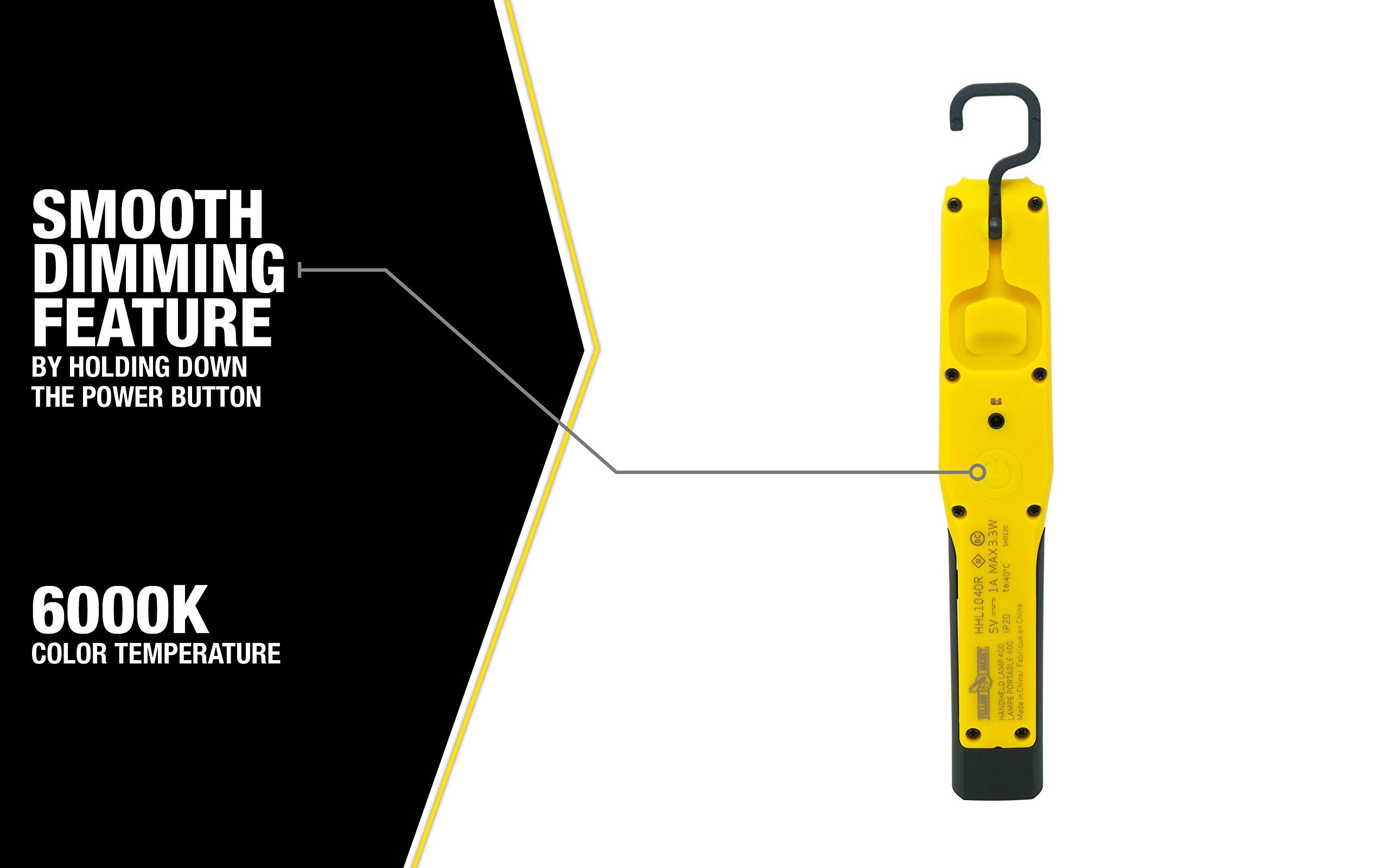 Yellow Jacket 400 Lumen Led Rechargeable Handheld Task Light With Magnetic Base And Hang Hook