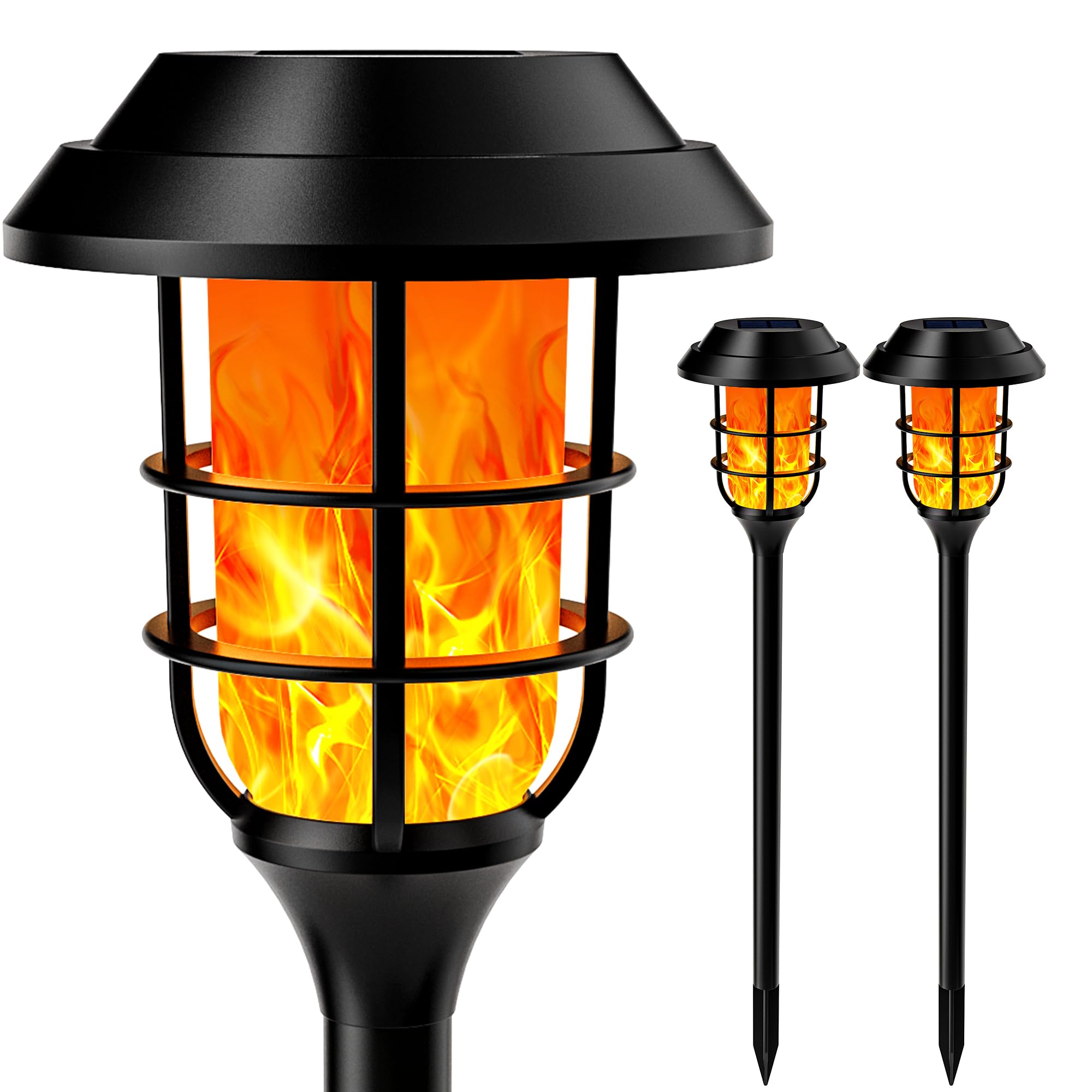 Hmdecor Solar Lights Outdoor, 3 Pack Solar Torch With Flickering Flame, Waterproof Garden Lights For Yard, Patio, Pathway