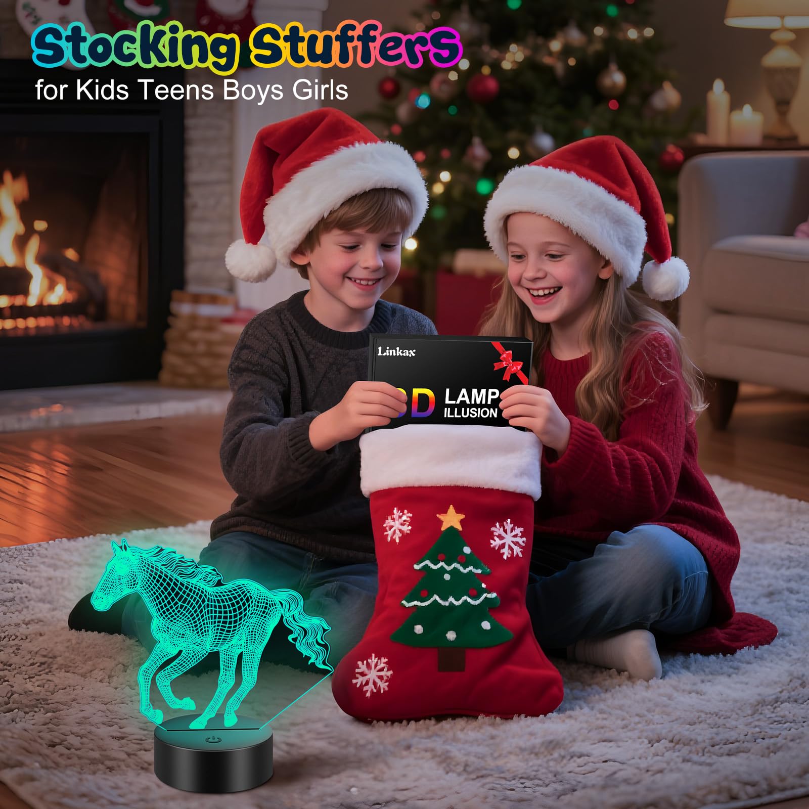 Linkax 3D Illusion Night Light & Soccer Gift For Teens  Boys & Kids - 8 To 12 Year Olds - Football Accessories & Room Decor (Horse)