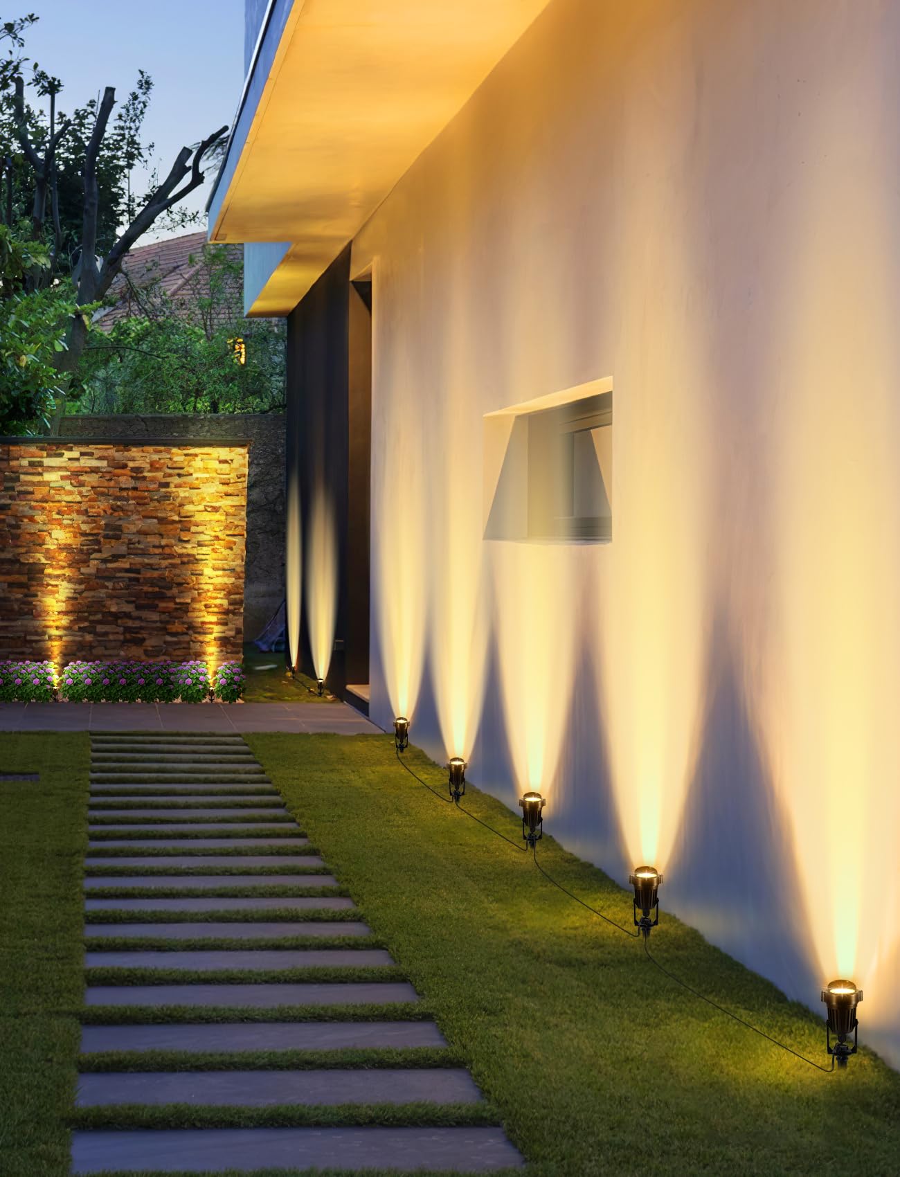 Ourleeme Outdoor Led Landscape Lighting - 4-In-1 Led Waterproof Spotlights For Outside With 36W Transformer  Spotlight Landscape Lighting Plug In House Spot Lights Outdoor For Yard Garden (Warm)