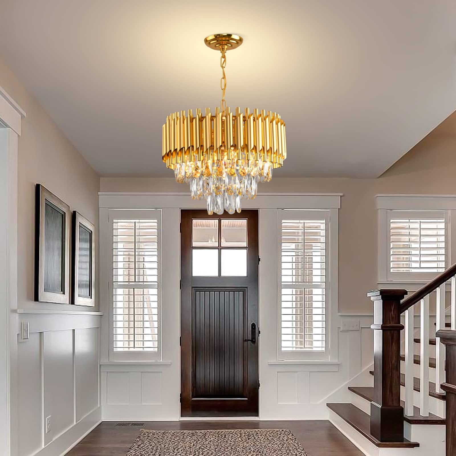 Gold Crystal Chandelier 3-Tier Dining Room Chandelier Light Fixtures Modern Chandeliers For Dining Room Small Pendant Light Fixt