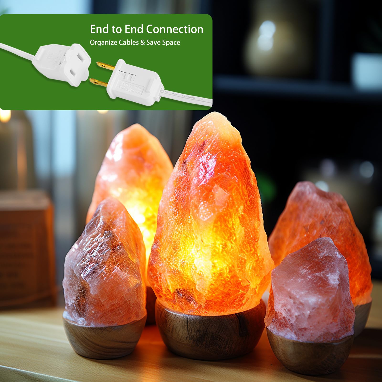 SURAIELEC Accessory Cord with 4 LED Light Bulbs, 10.5ft Christmas Village Lights, On Off Switch, Connectable Village House Light