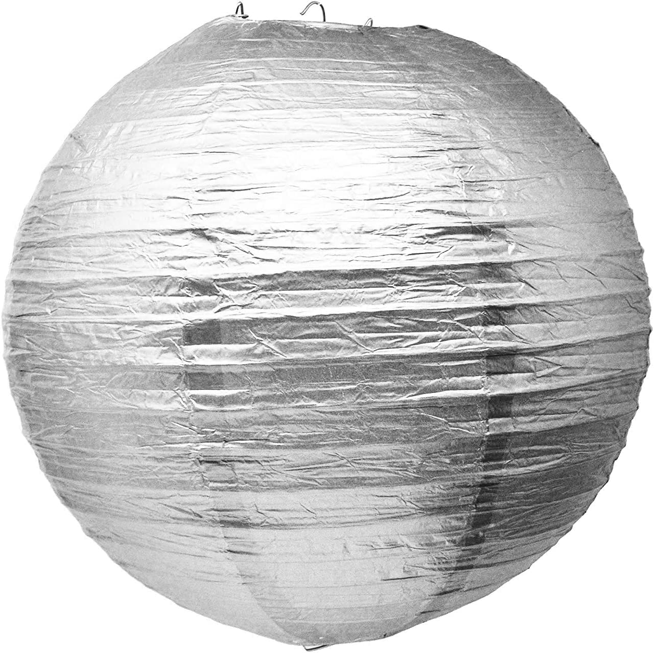 Mudra Crafts Silver Gold Paper Lanterns Wedding Party Decorations - 12 In 10 Round Japanese Chinese Lanterns Decorative Hanging
