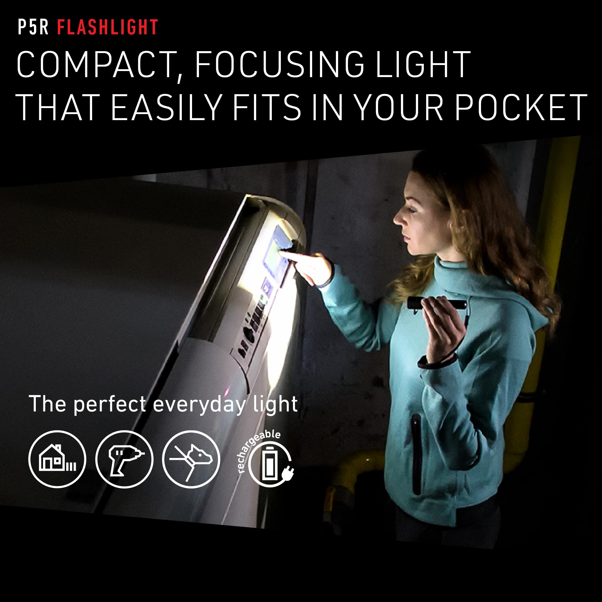 Ledlenser, P5R Rechargeable Flashlight, High Power Led, 420 Lumens, Light For Home, Camping, Tactical, And Emergency Use, Floati