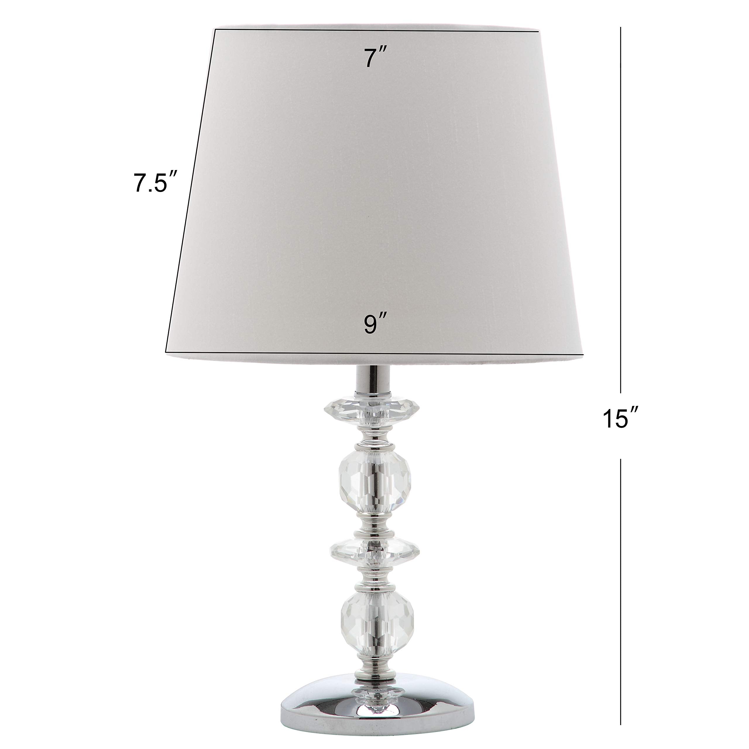 Safavieh Table Lamp Set of 2, 15 Inch, Crystal, Off-White Shade, Model LIT4130C-SET2, Clear/White, LED Bulbs Included