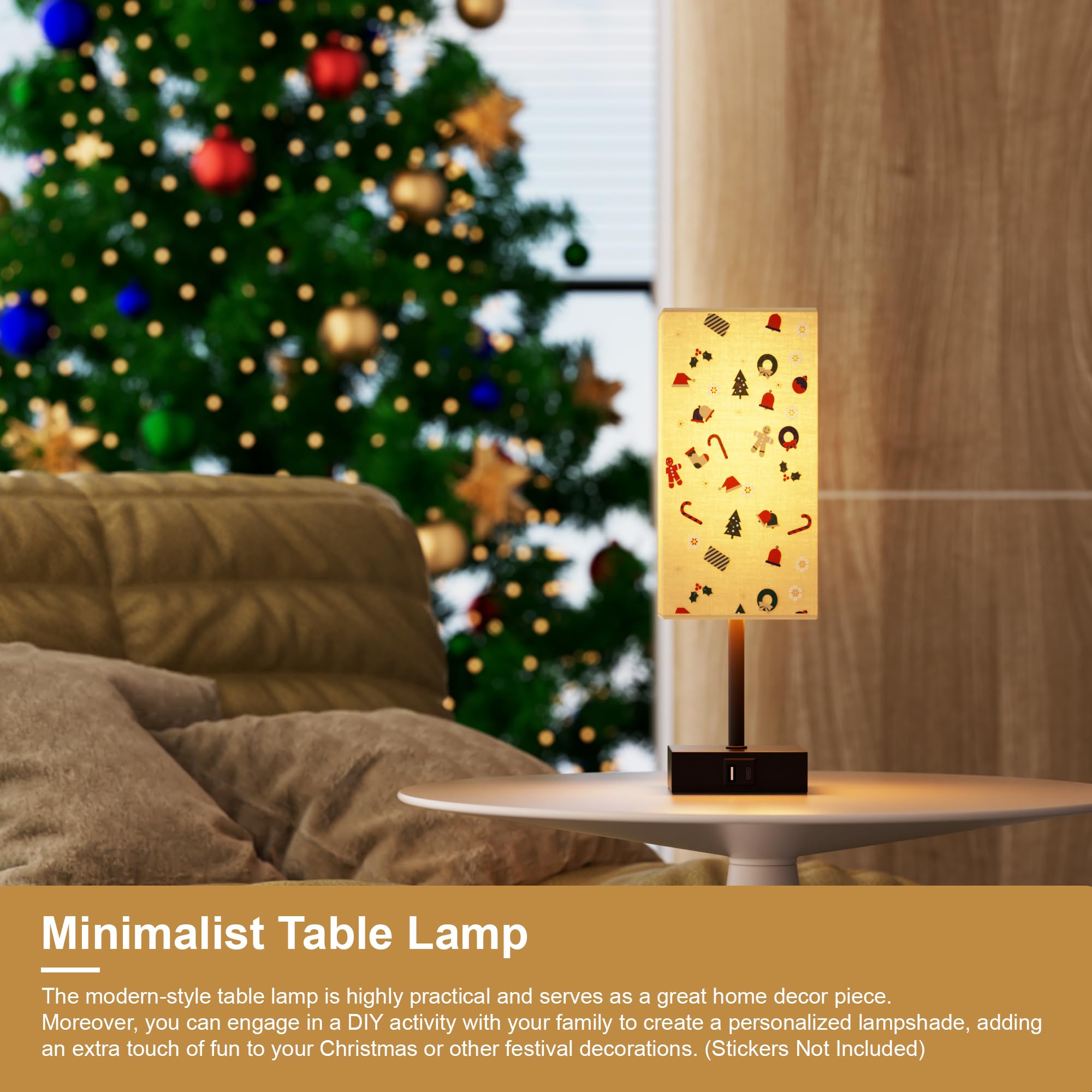 Sailstar Bedside Lamps, Table Lamp With Usb C+A Charging Ports, 3 Way Dimmable Touch Control, Small Nightstand Lamps For Bedroom