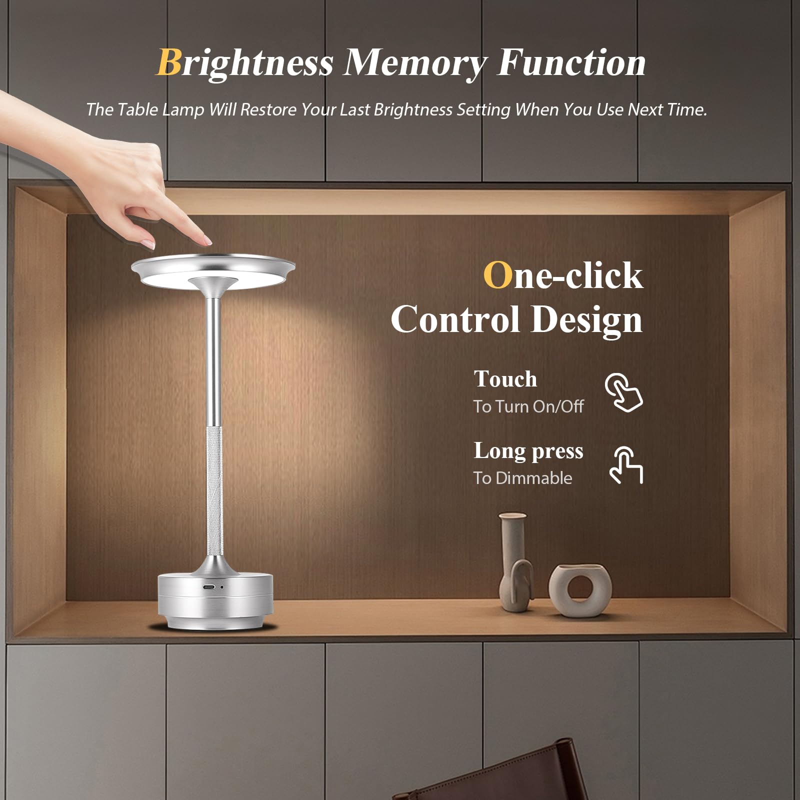 Jdvads Cordless Table Lamps 2 Pack Rechargeable, Portable 5000Mah Battery Table Light,3 Color Stepless Dimming Led Table Light,