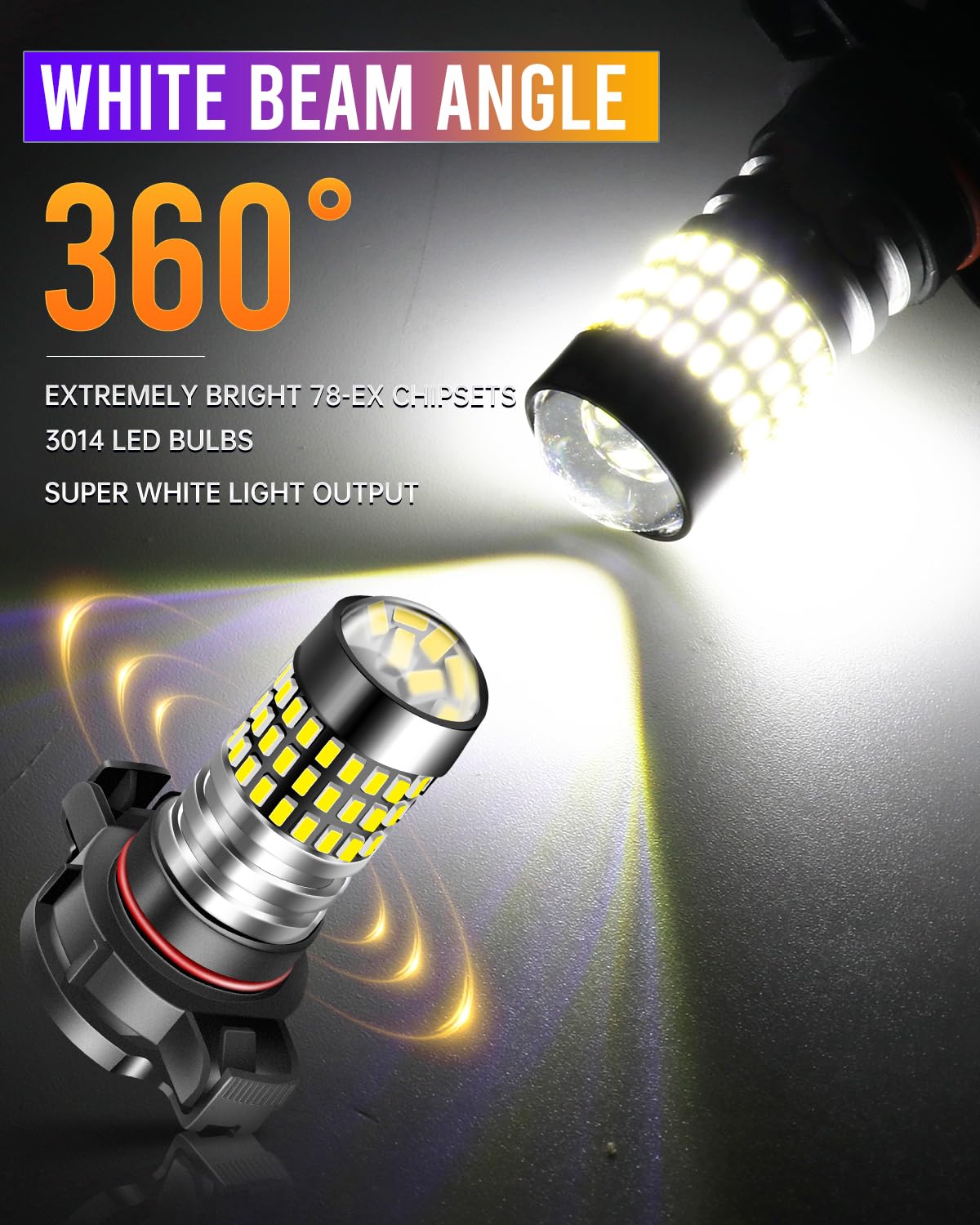 LUYED H16 5202 TYPE1 LED Bulbs Fog Lights 1800 Lumens Super Bright 6500K Xenon White Plug and Play Used for Fog Lights,Pack of 2