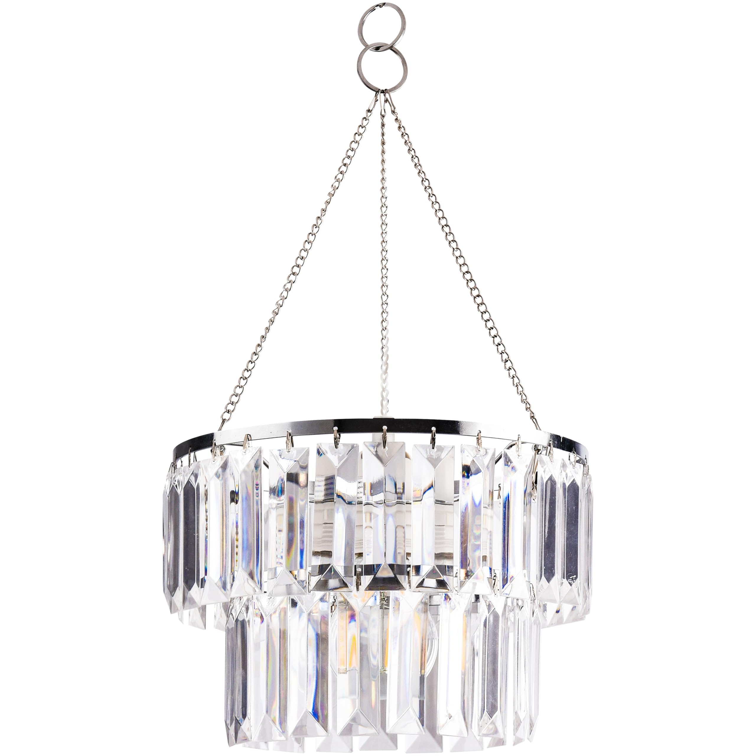 PAPAYA 2 Tiers Modern Acrylic Crystal Chandelier Shades Clear Crystals Lamp Shade Light Shade Decorative Pendant for Dining Room