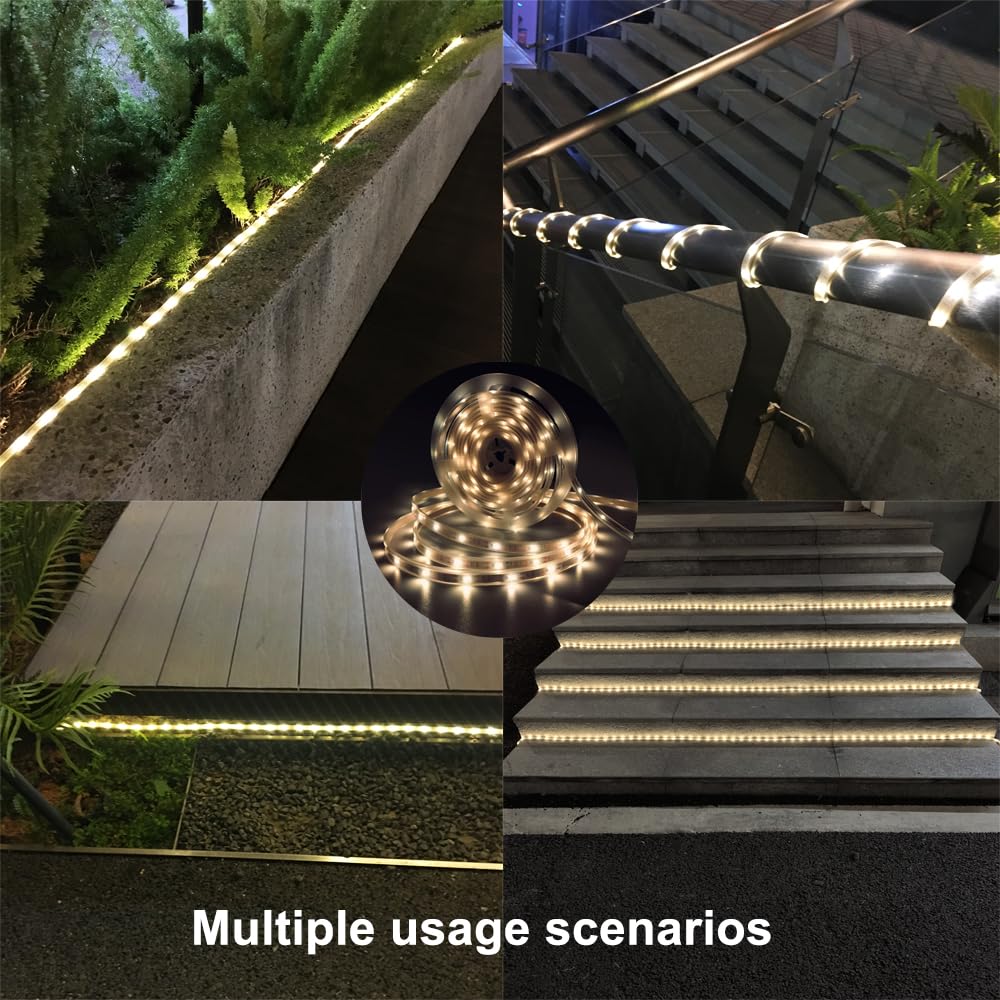 Solar Led Strip Lights Outdoor Waterproof 9.8Ft Warm White Solar Powered Strip Lights With Remote Timer 8 Lighting Modes Ip65 Waterproof Strip Lights For Step Gazebo Balcony Outdoor Bar Garden Decor
