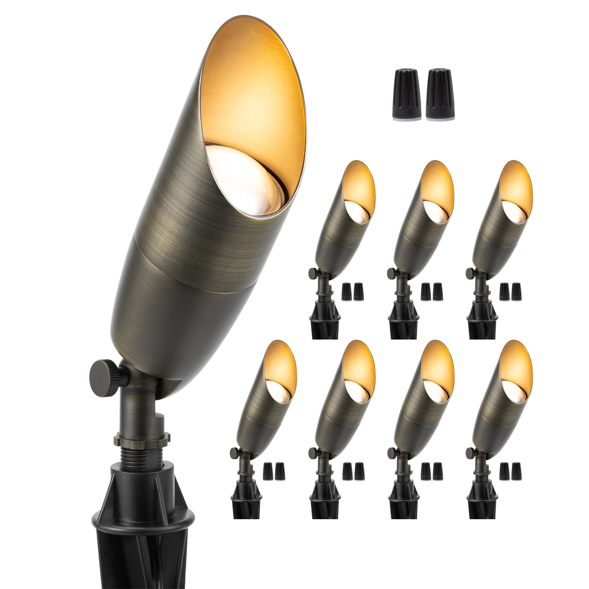 Gardenreet Brass Spot Light Low Voltage - Outdoor Landscape Spotlights LED, 12V Landscaping Uplights Small, Hard-Wired All Weath