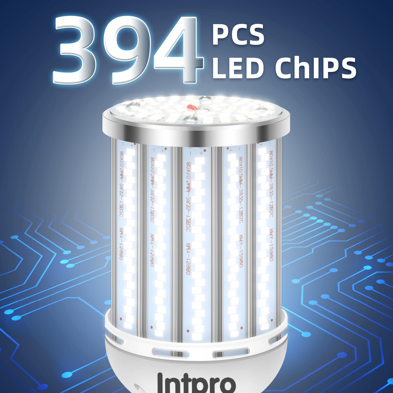 Intpro Led Corn Light Bulb Led Light Bulb 550W Equivalent 7500 Lumen 6500K 60W Large Area Cool Daylight White E26/E27 Base For O