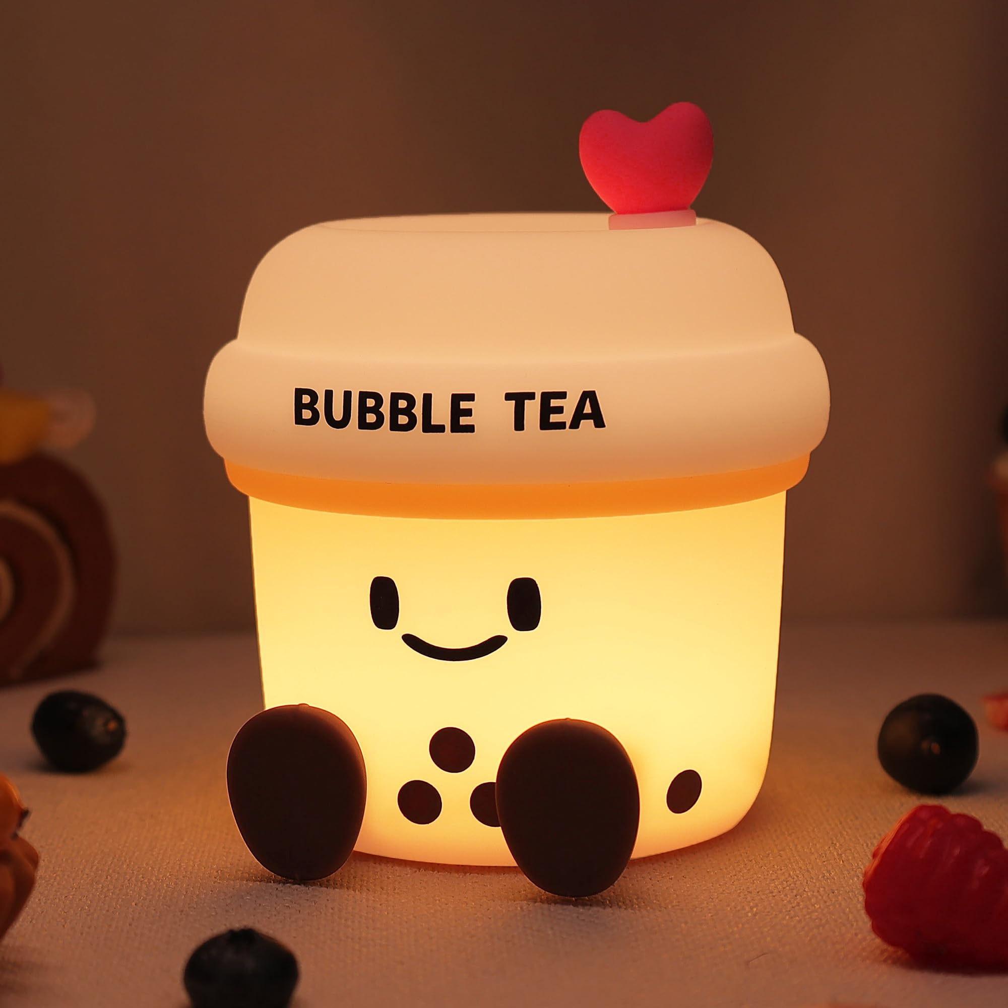 YuanDian Boba Bubble Tea Night Light, Cute Silicone Lamp Gift for Kids Girls Boys, Bedroom Decor for Christmas Birthday - Toddle