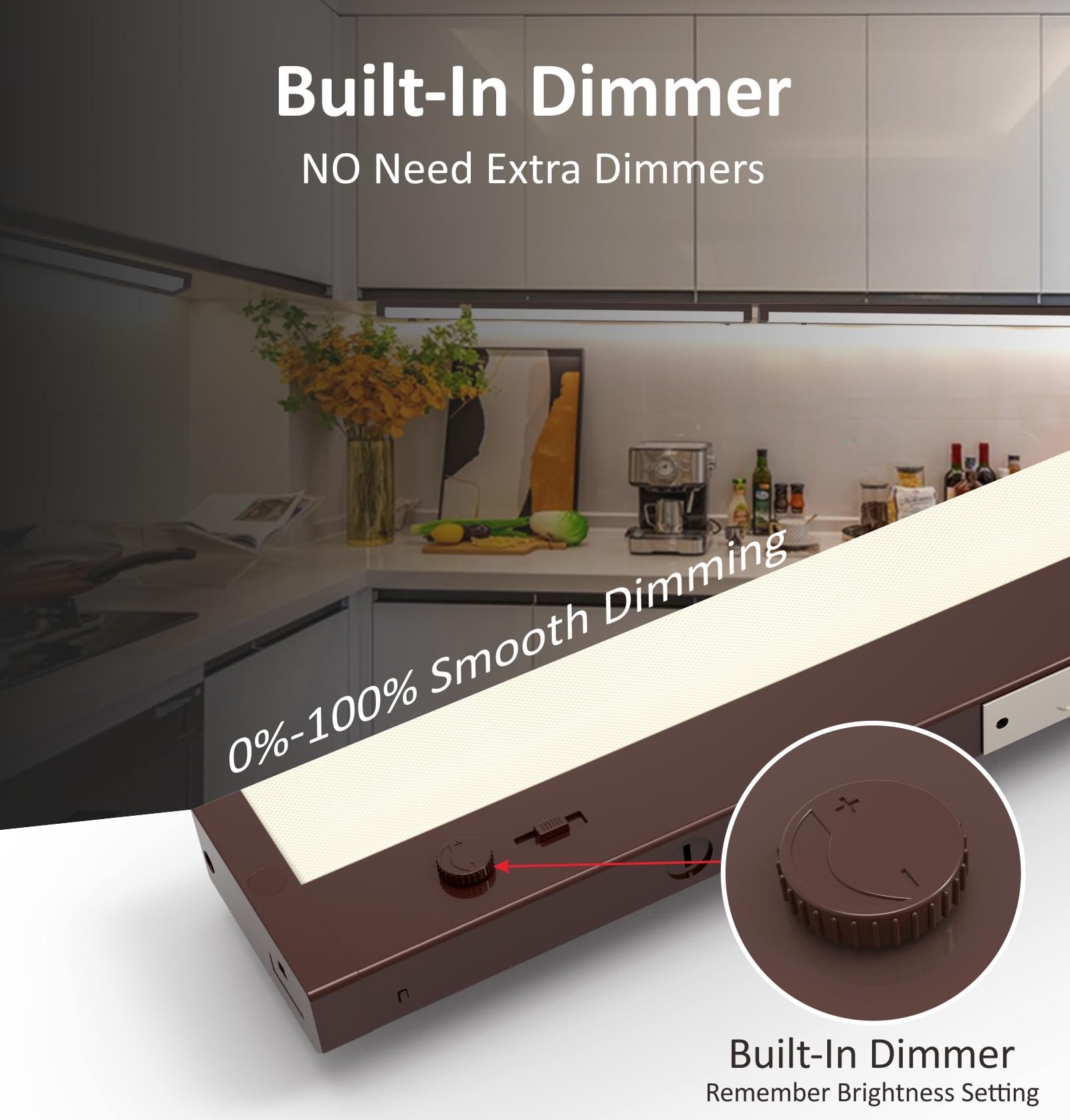 Leetdud Led Under Cabinet Lighting Built-In Dimmer Plug In Or Hardwired,40 Inch 20W Dimmable 5 Color 2700K/3000K/3500K/4000K/500